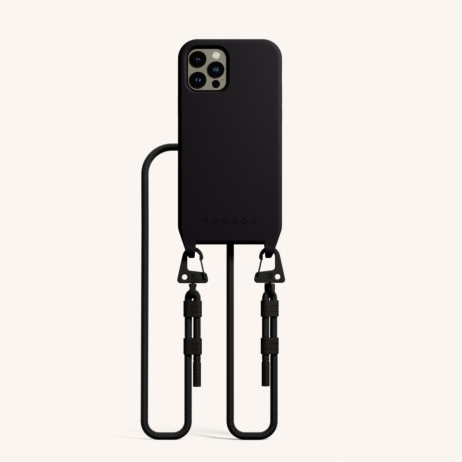 Handykette mit Karabinerband in Schwarz