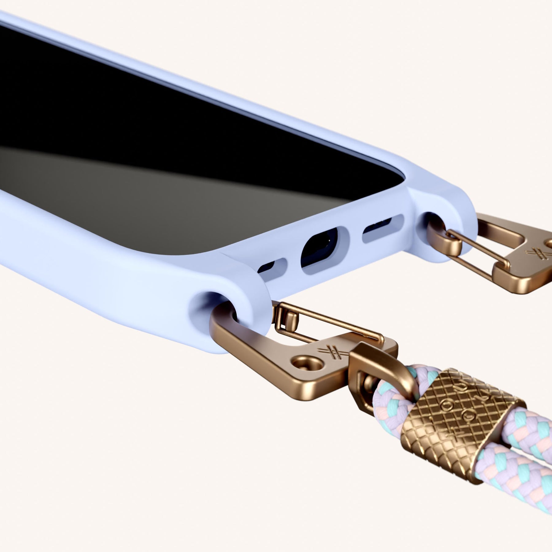 Handykette mit Karabinerband in Baby Blau + Vibrant Pastel