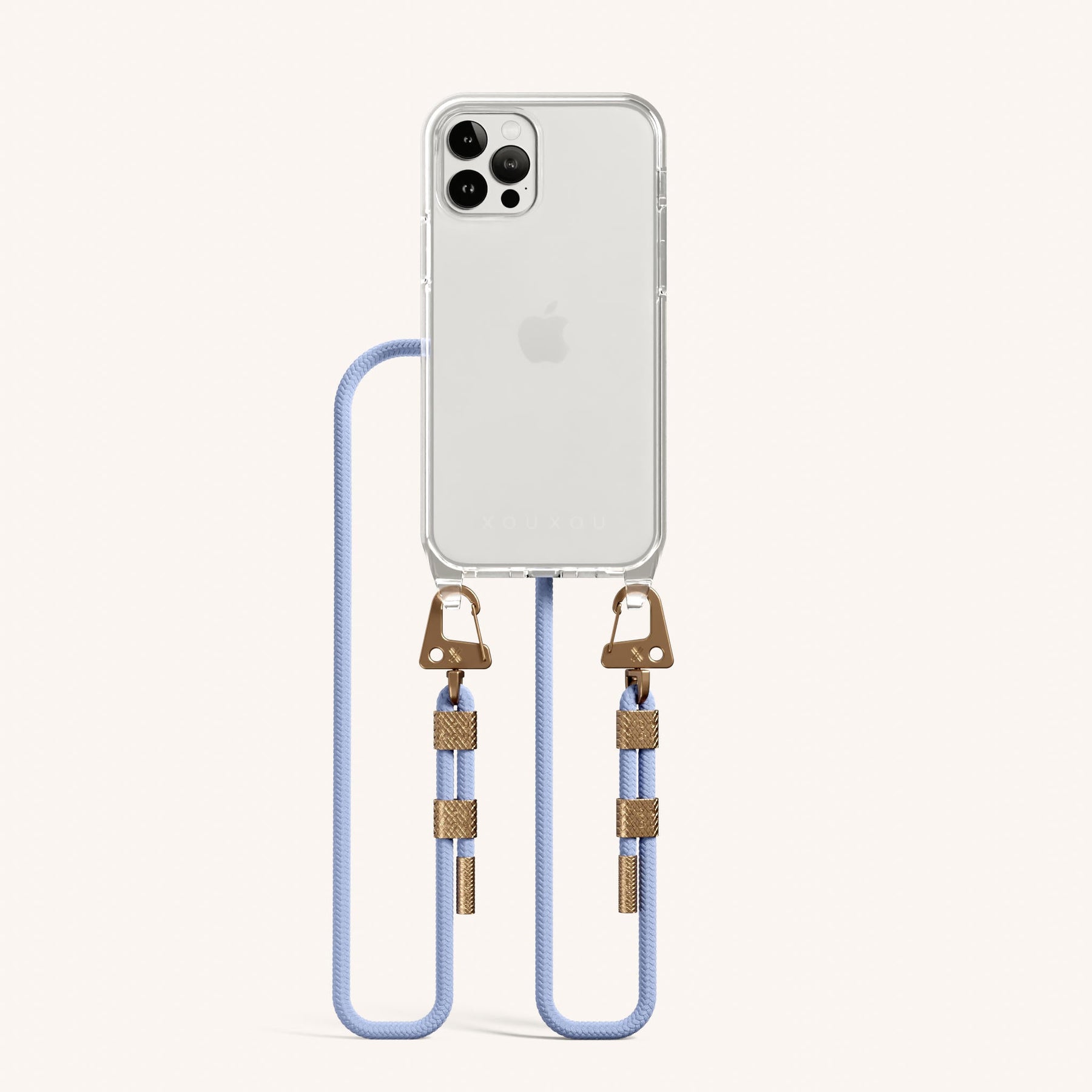 Handykette mit Karabinerband in Transparent + Baby Blau