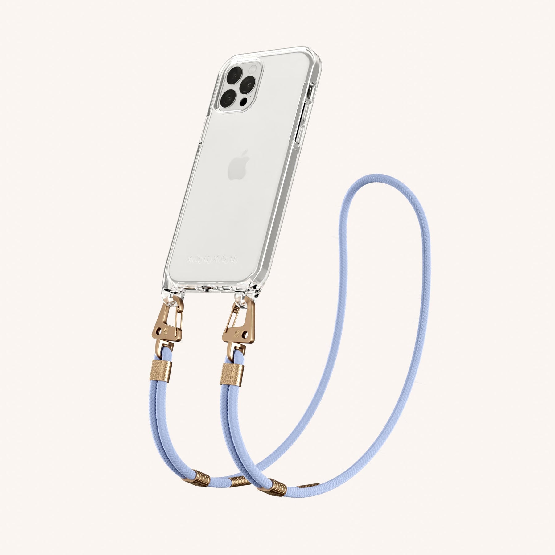 Handykette mit Karabinerband in Transparent + Baby Blau