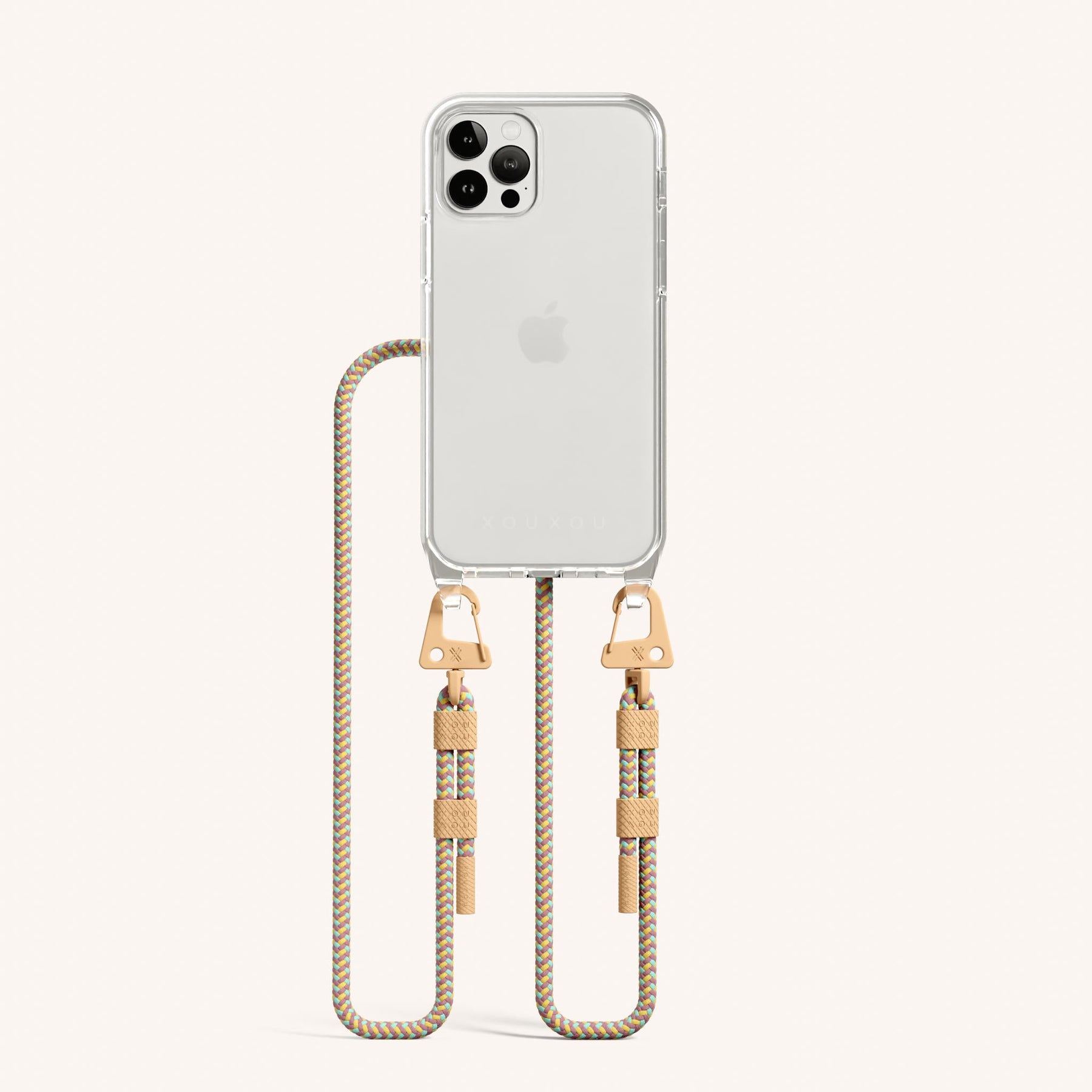 Handykette mit Karabinerband in Transparent + Palm Springs