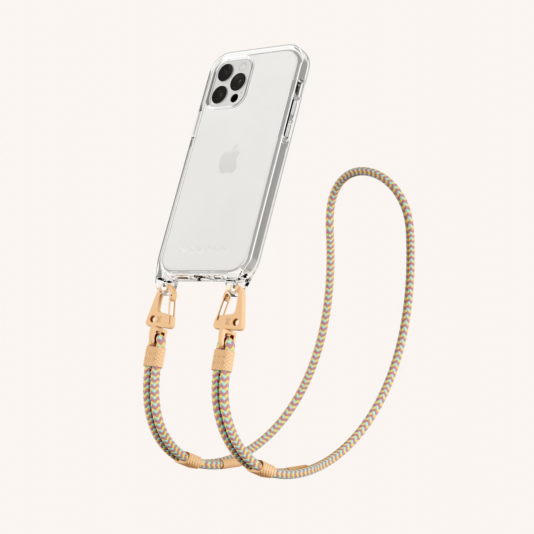 Handykette mit Karabinerband in Transparent + Palm Springs