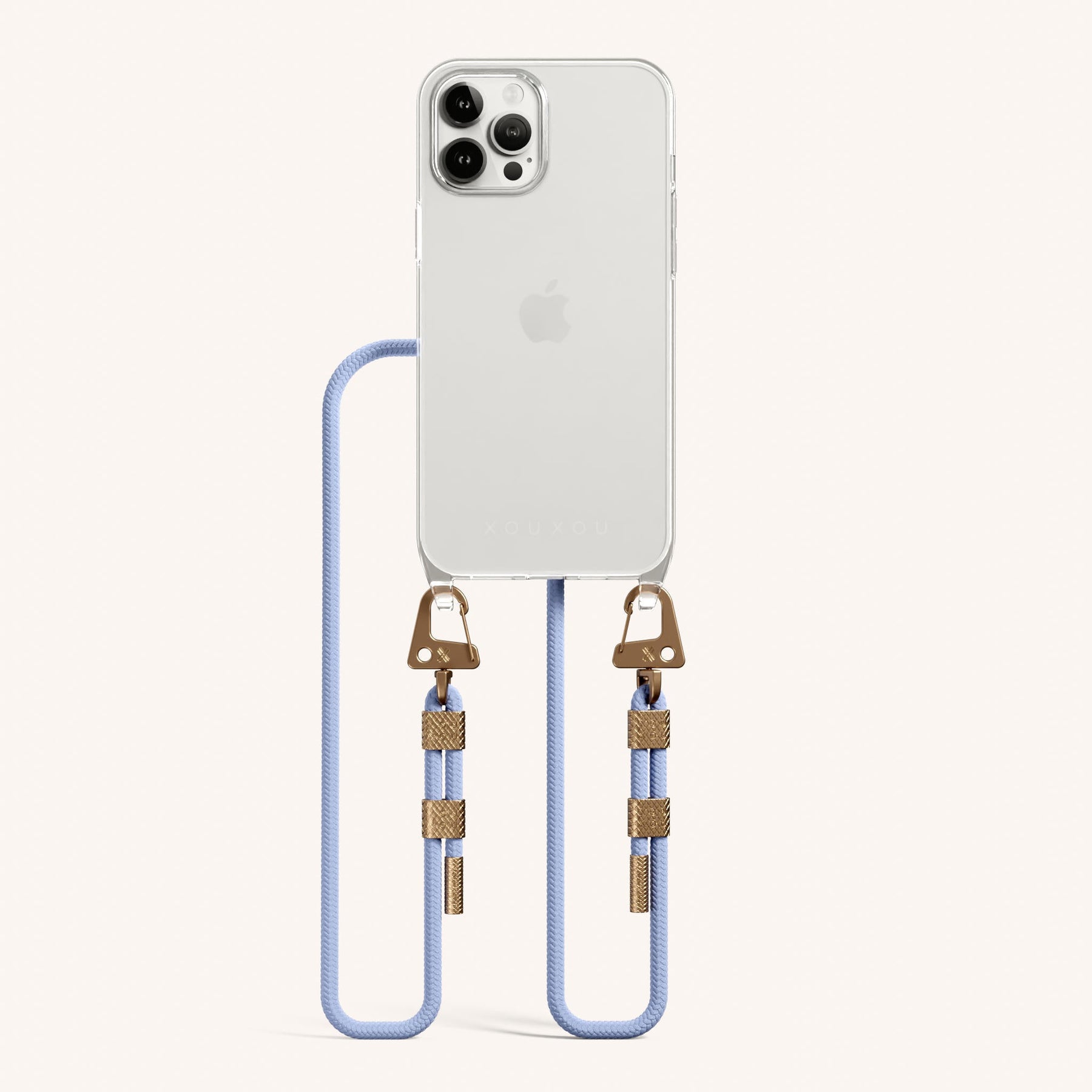 Handykette mit Karabinerband in Transparent + Baby Blau