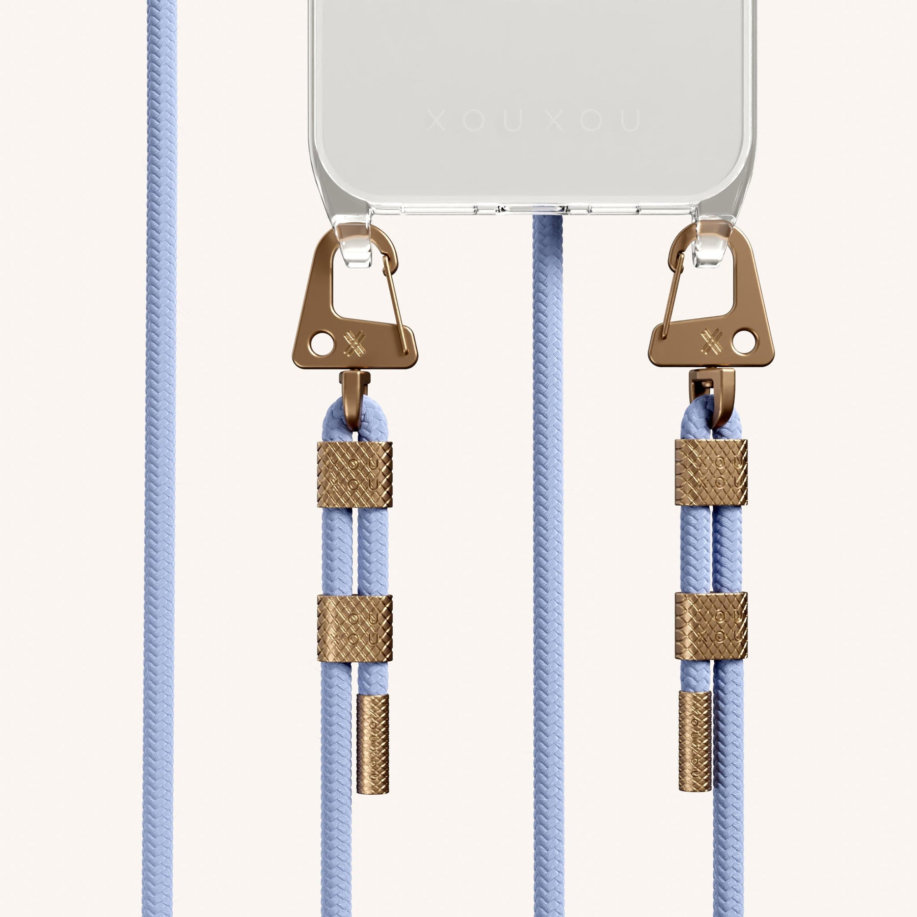 Handykette mit Karabinerband in Transparent + Baby Blau