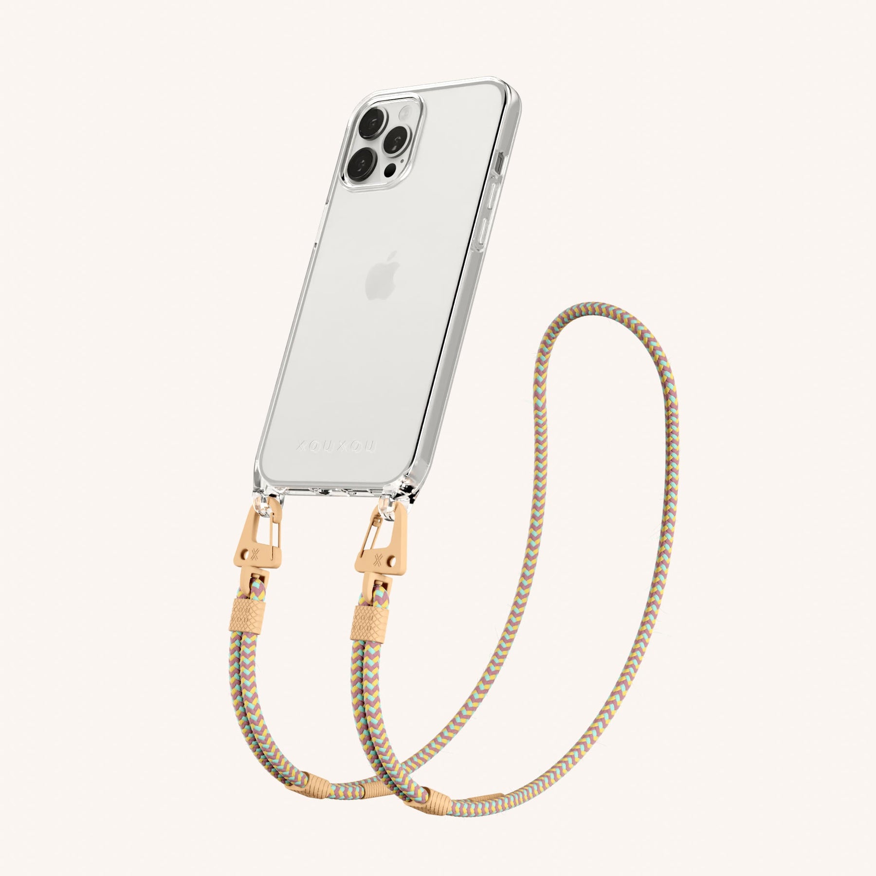 Handykette mit Karabinerband in Transparent + Palm Springs