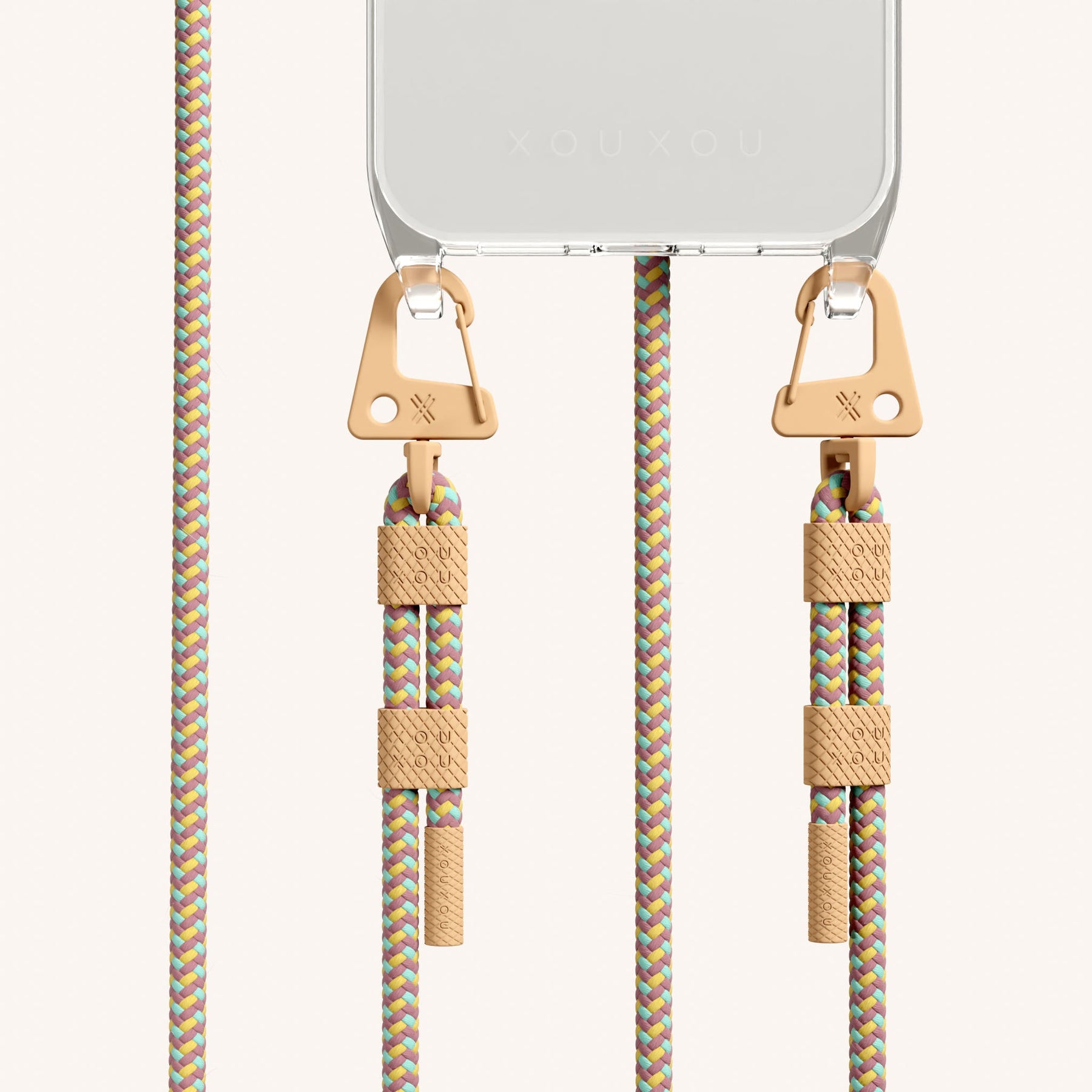 Handykette mit Karabinerband in Transparent + Palm Springs