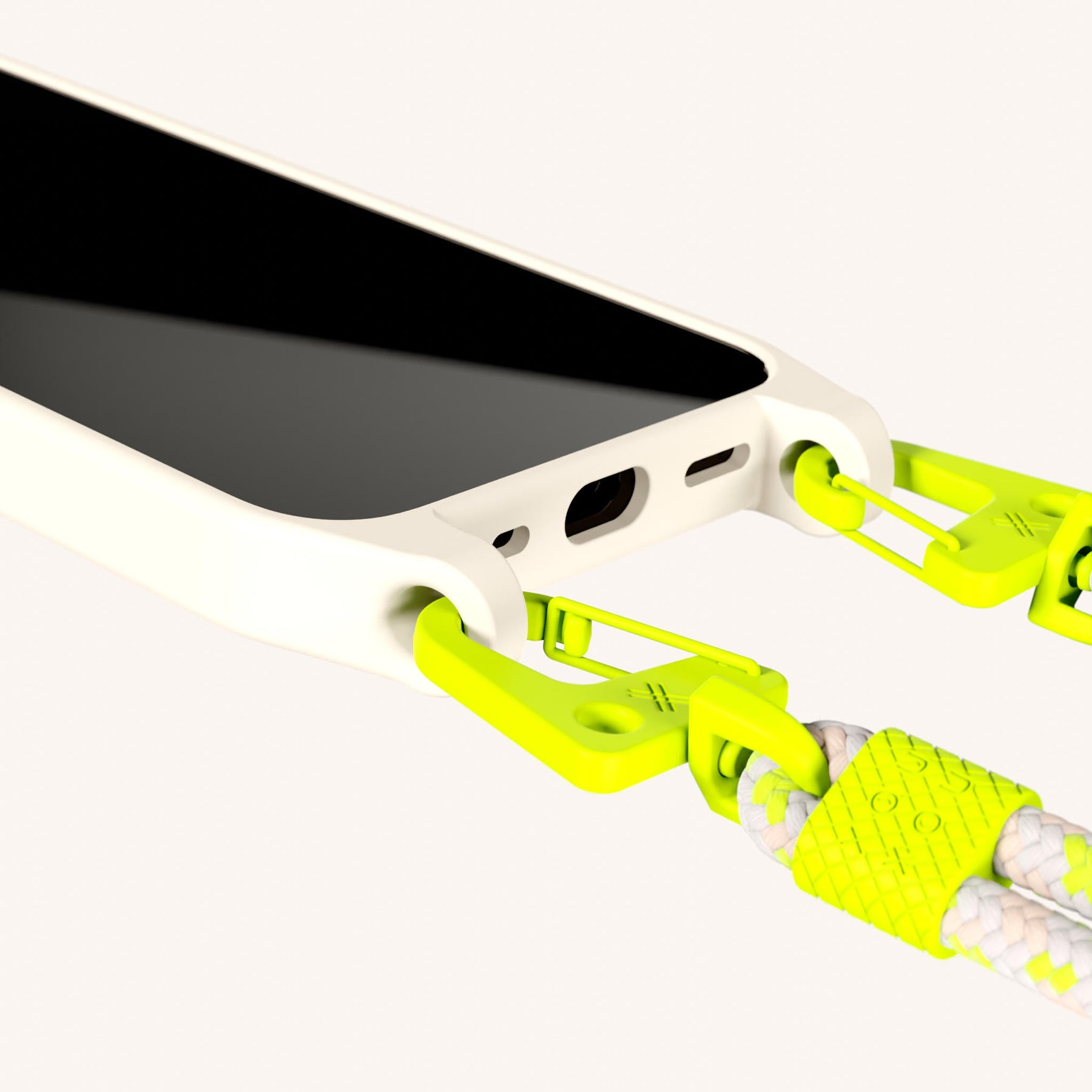 Handykette mit Karabinerband in Kreideweiss + Neon Kamouflage