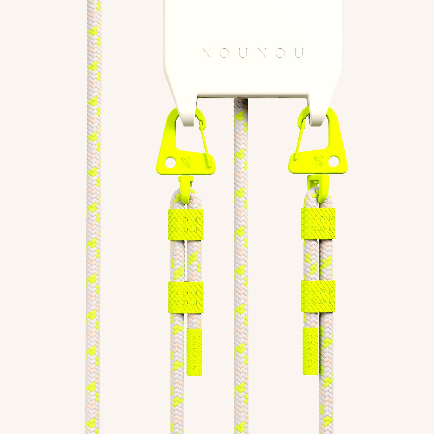 Handykette mit Karabinerband in Kreideweiss + Neon Kamouflage