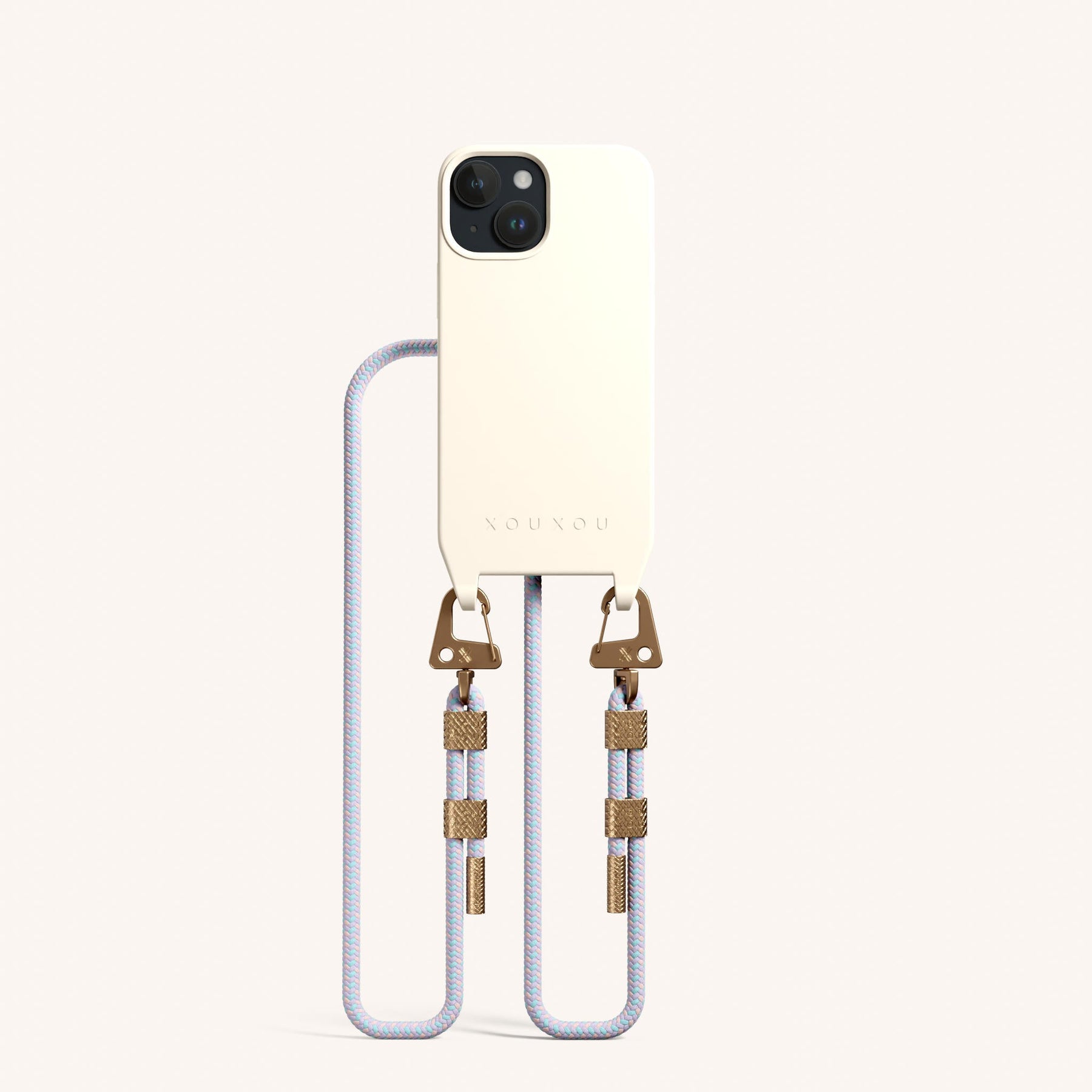 Phone Necklace with Carabiner Rope in Chalk + Vibrant Pastel
