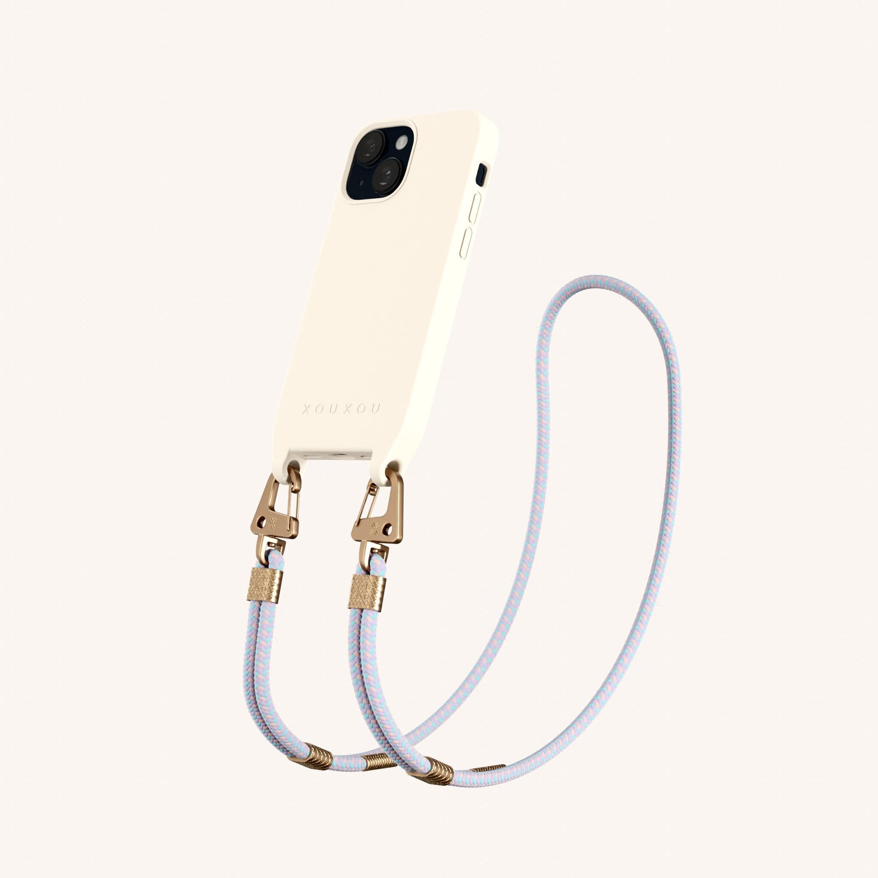 Phone Necklace with Carabiner Rope in Chalk + Vibrant Pastel