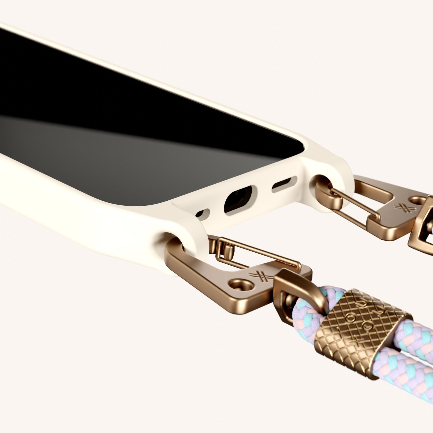 Phone Necklace with Carabiner Rope in Chalk + Vibrant Pastel