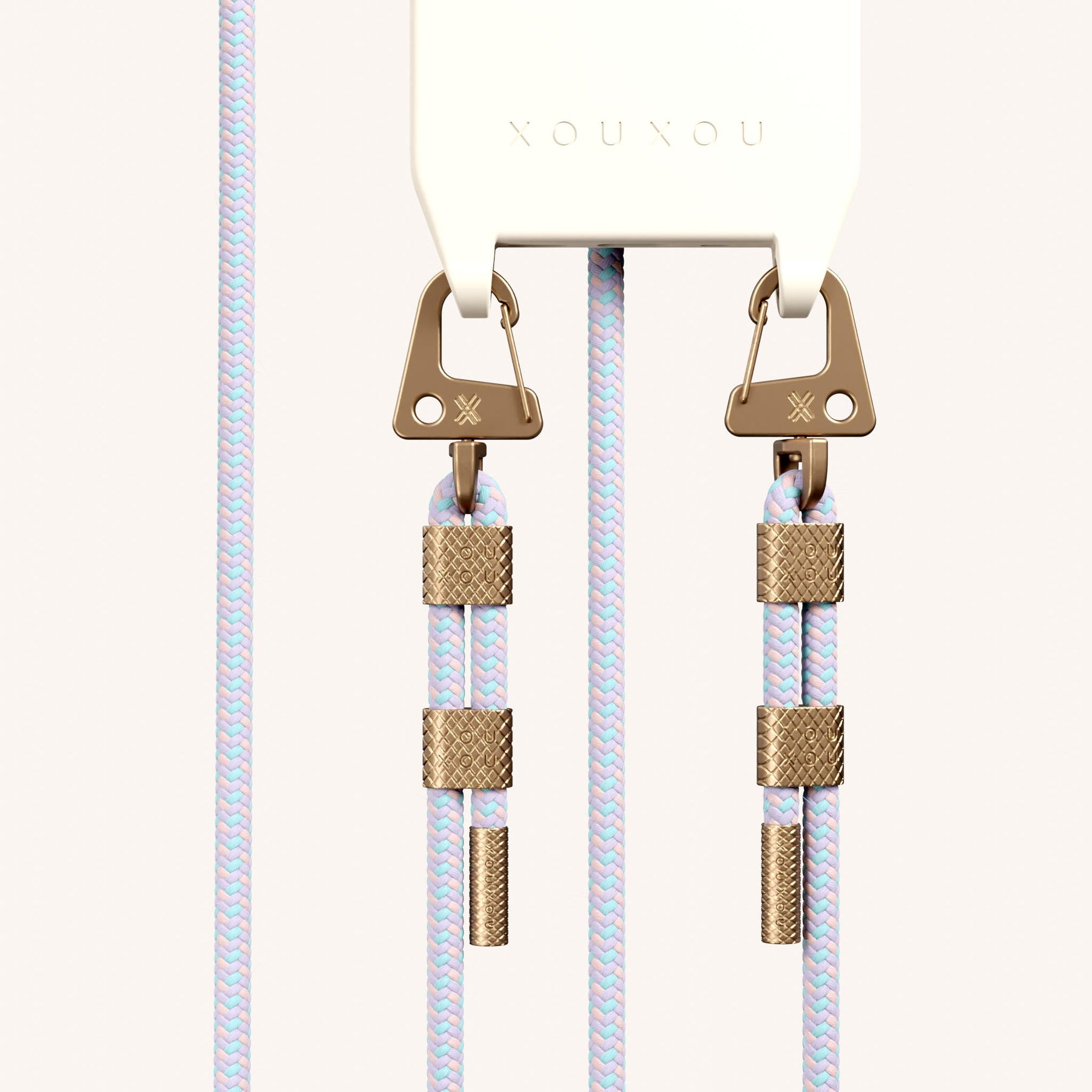 Phone Necklace with Carabiner Rope in Chalk + Vibrant Pastel