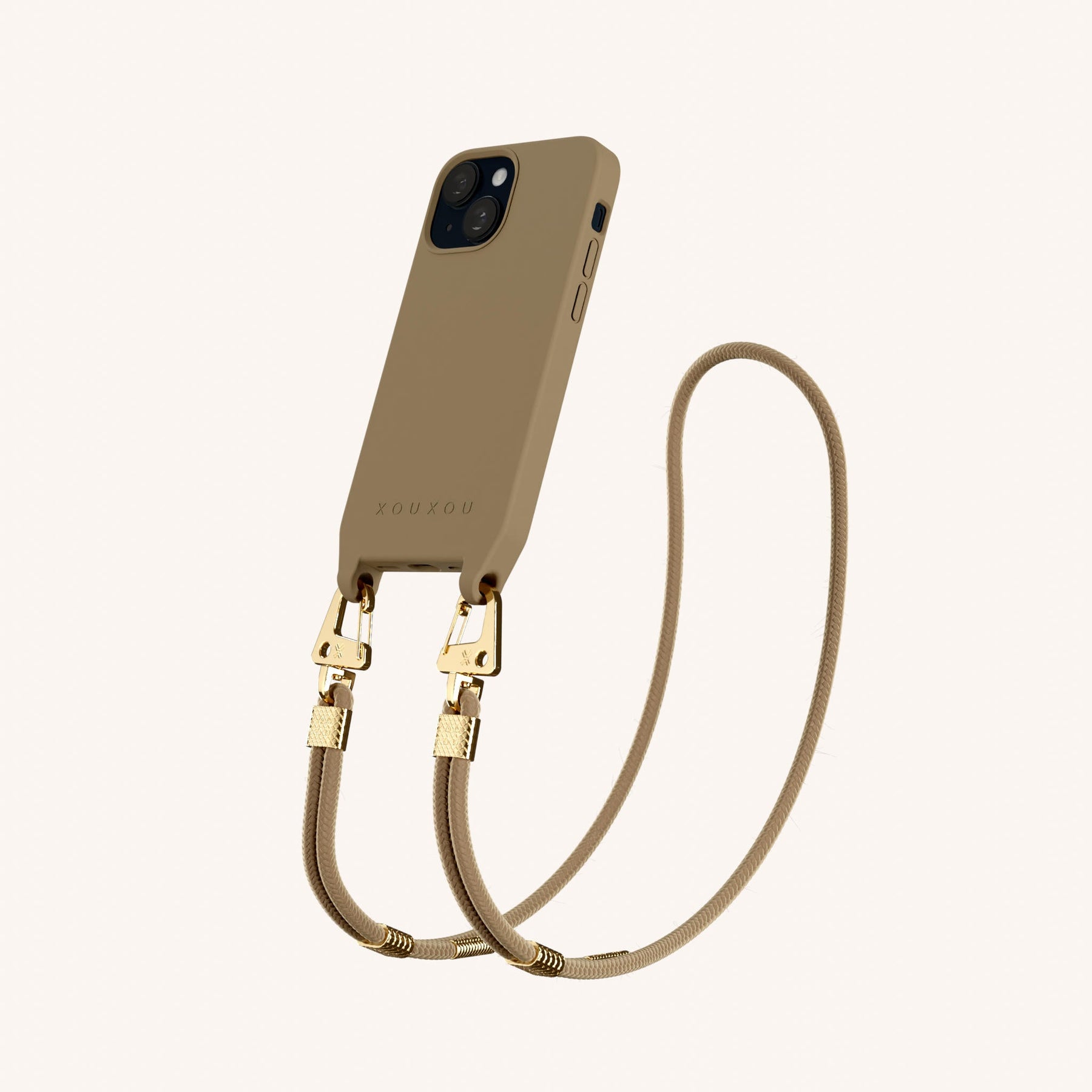 Handykette mit Karabinerband in Taupe