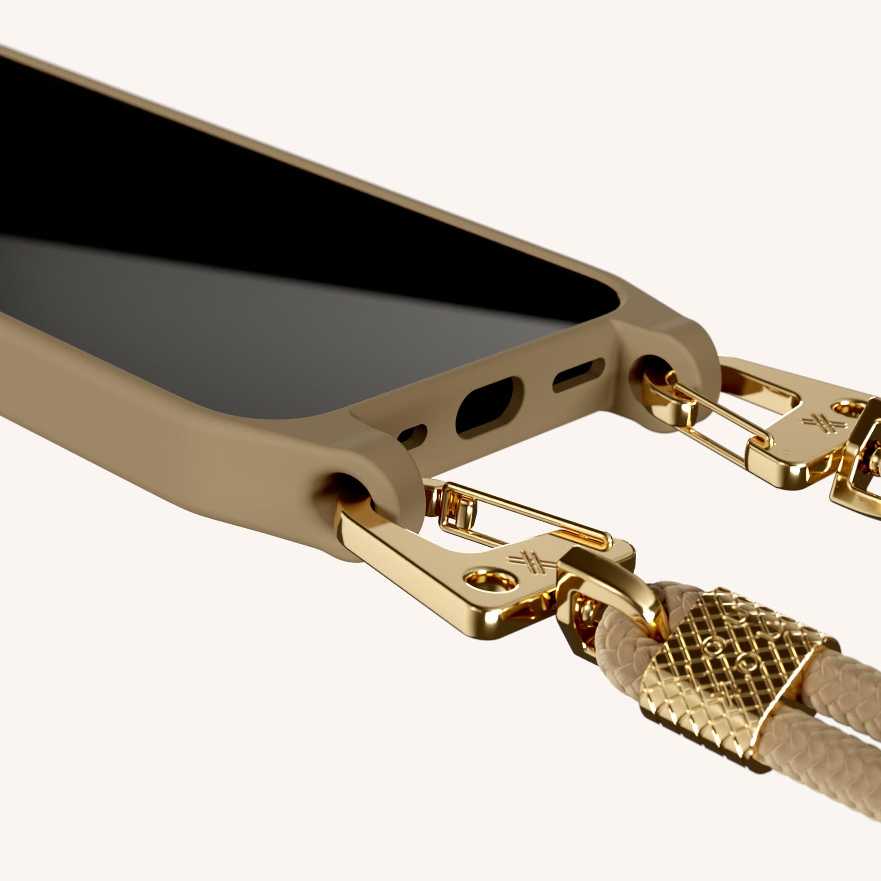 Handykette mit Karabinerband in Taupe