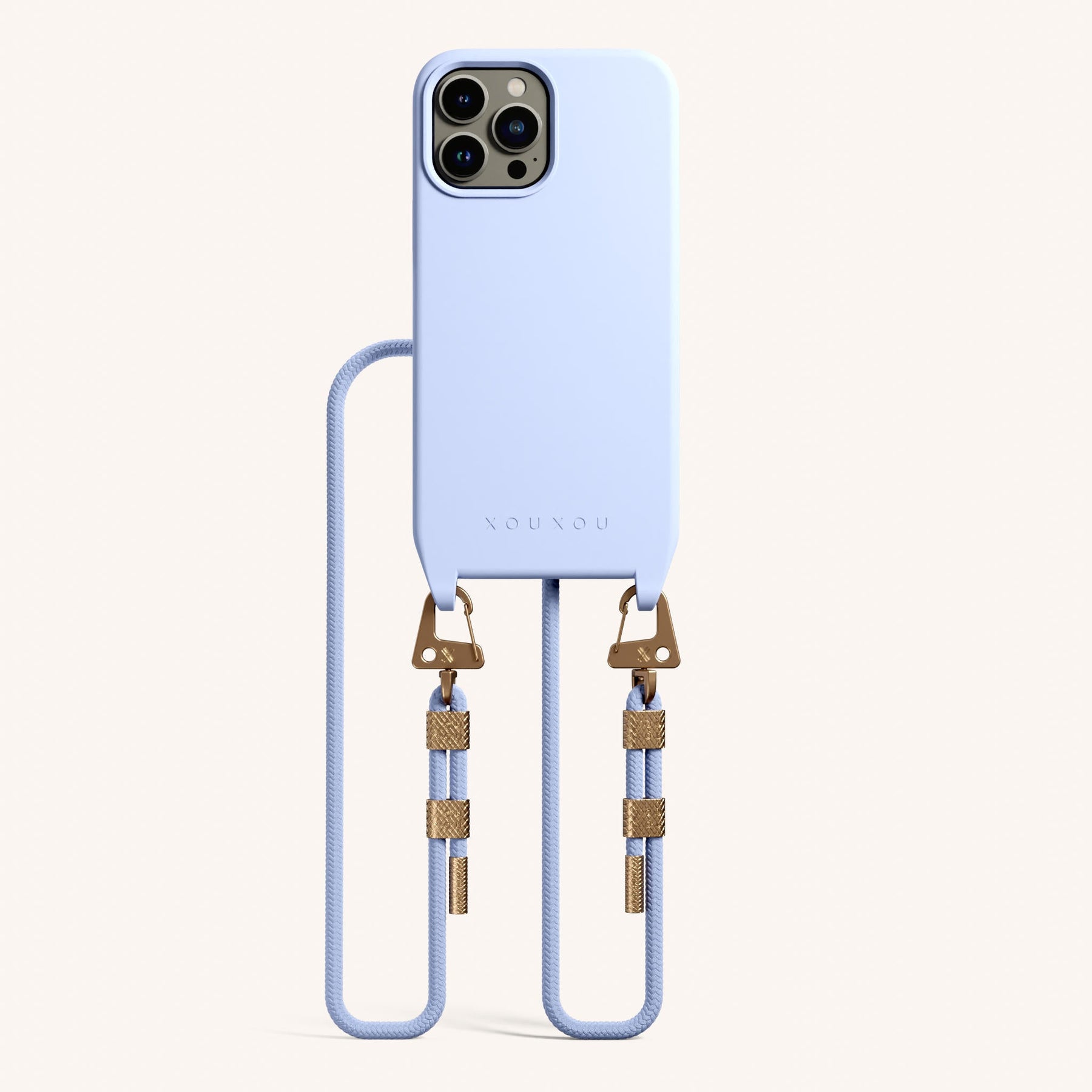 Phone Necklace with Carabiner Rope in Baby Blue