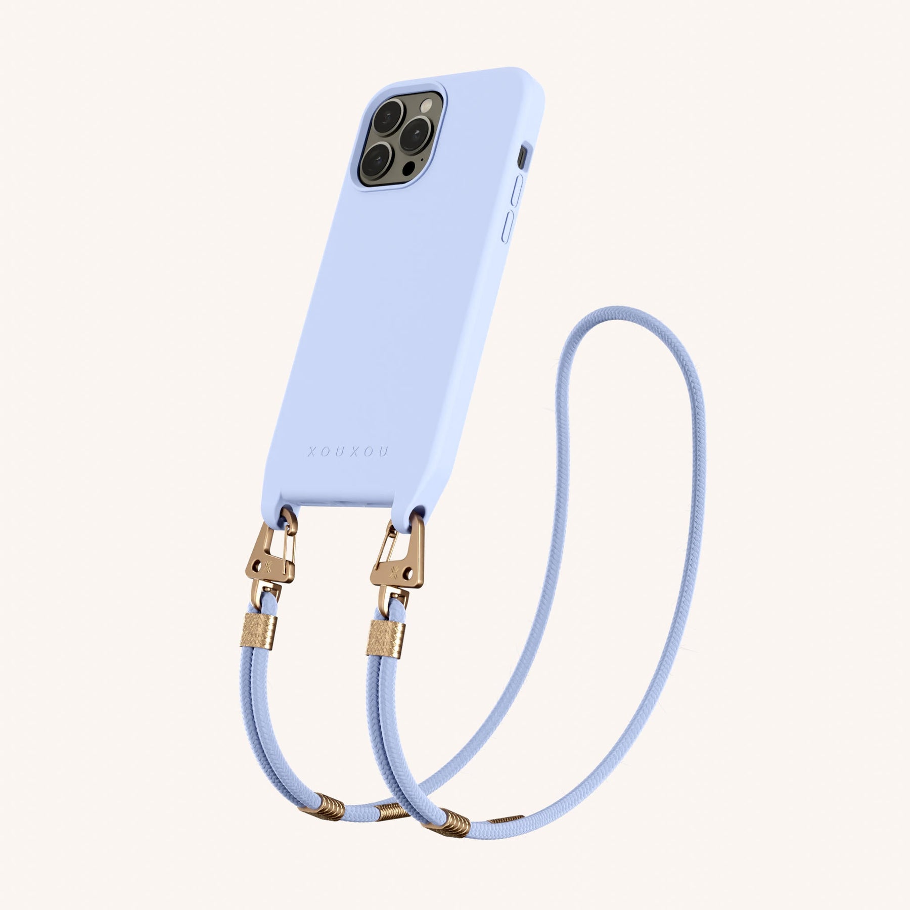 Phone Necklace with Carabiner Rope in Baby Blue