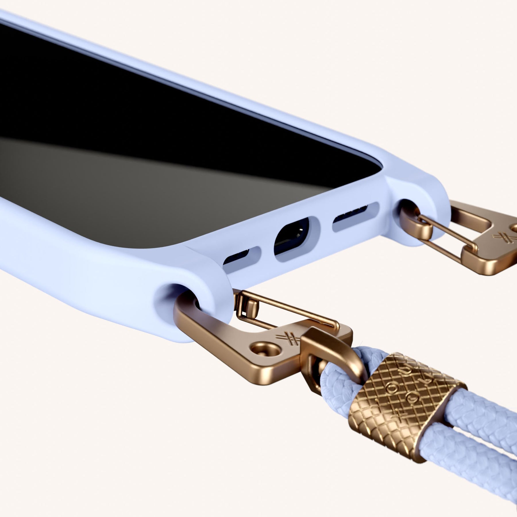 Phone Necklace with Carabiner Rope in Baby Blue