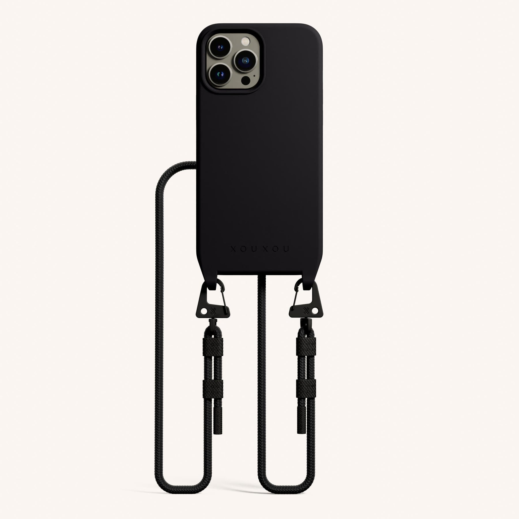 Handykette mit Karabinerband in Schwarz