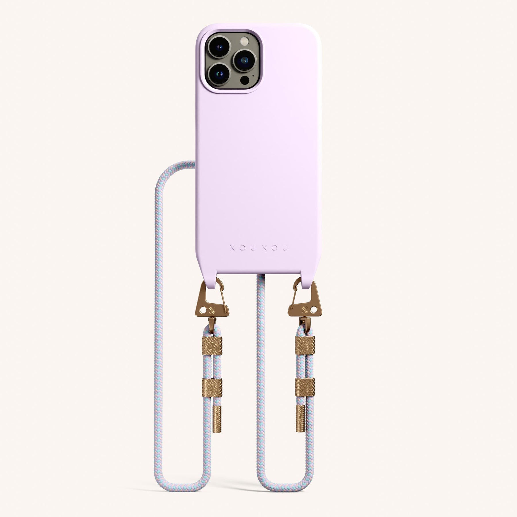 Phone Necklace with Carabiner Rope in Lilac + Vibrant Pastel