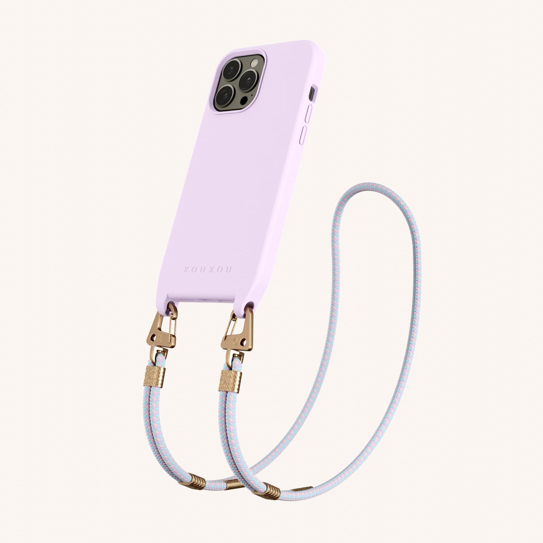 Phone Necklace with Carabiner Rope in Lilac + Vibrant Pastel