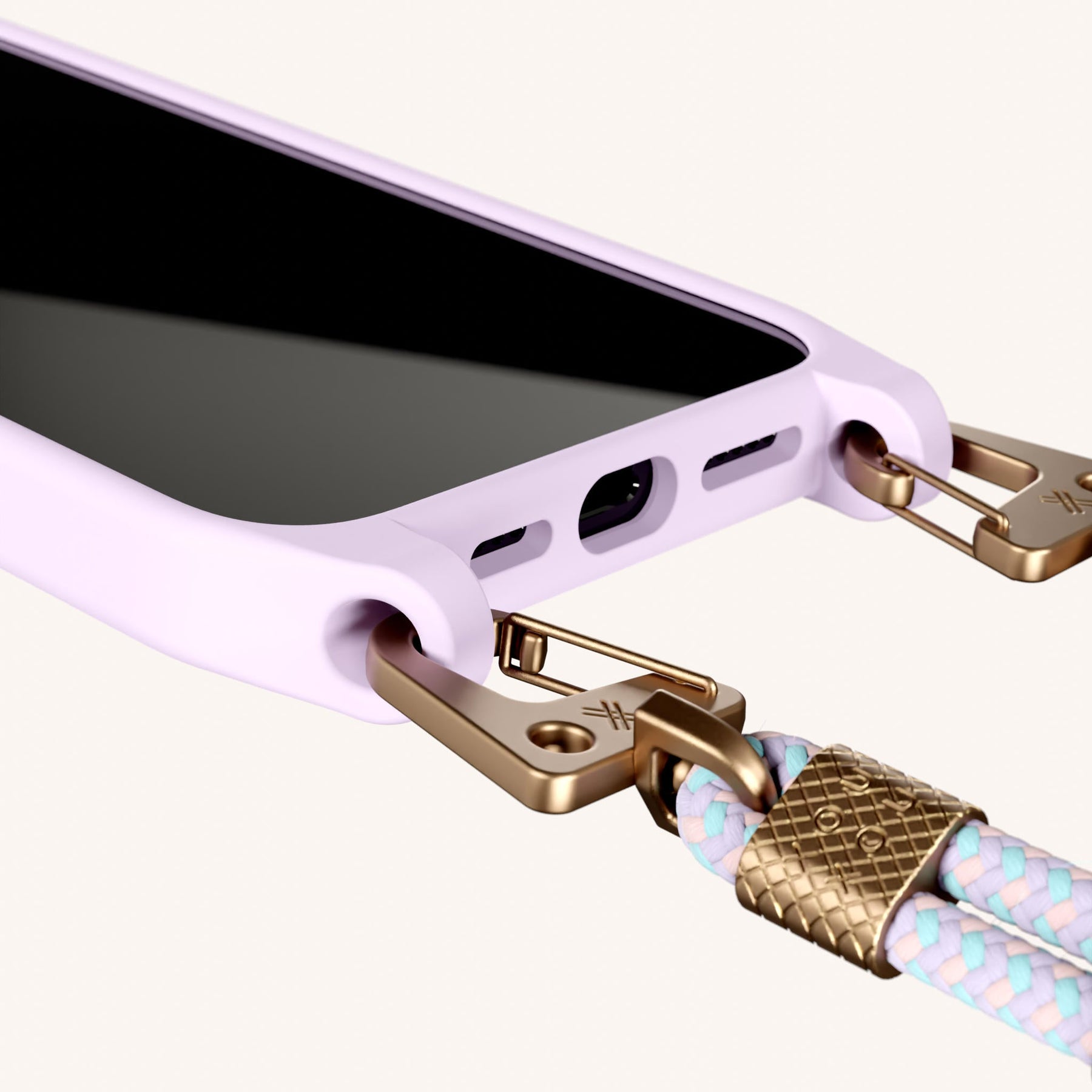 Phone Necklace with Carabiner Rope in Lilac + Vibrant Pastel