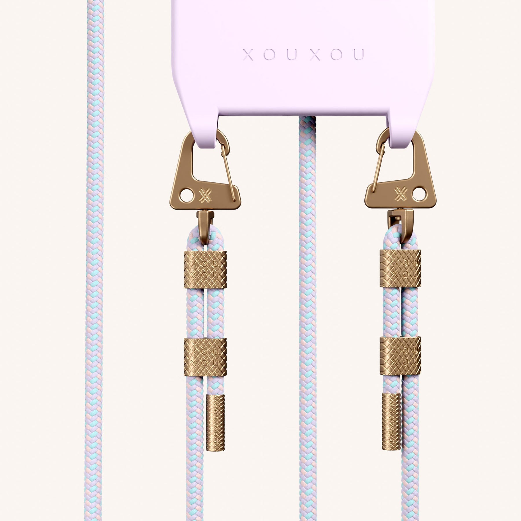 Phone Necklace with Carabiner Rope in Lilac + Vibrant Pastel