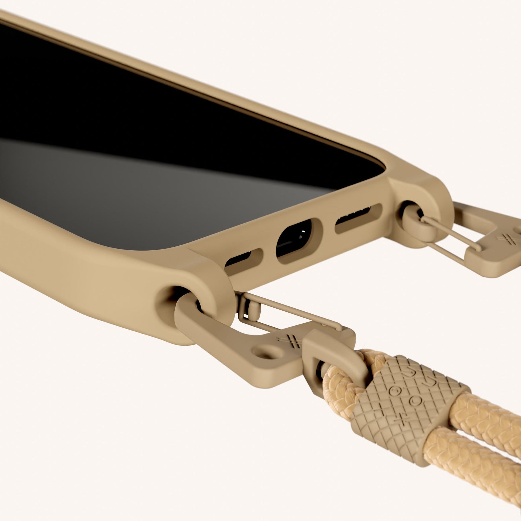 Handykette mit Karabinerband in Beige
