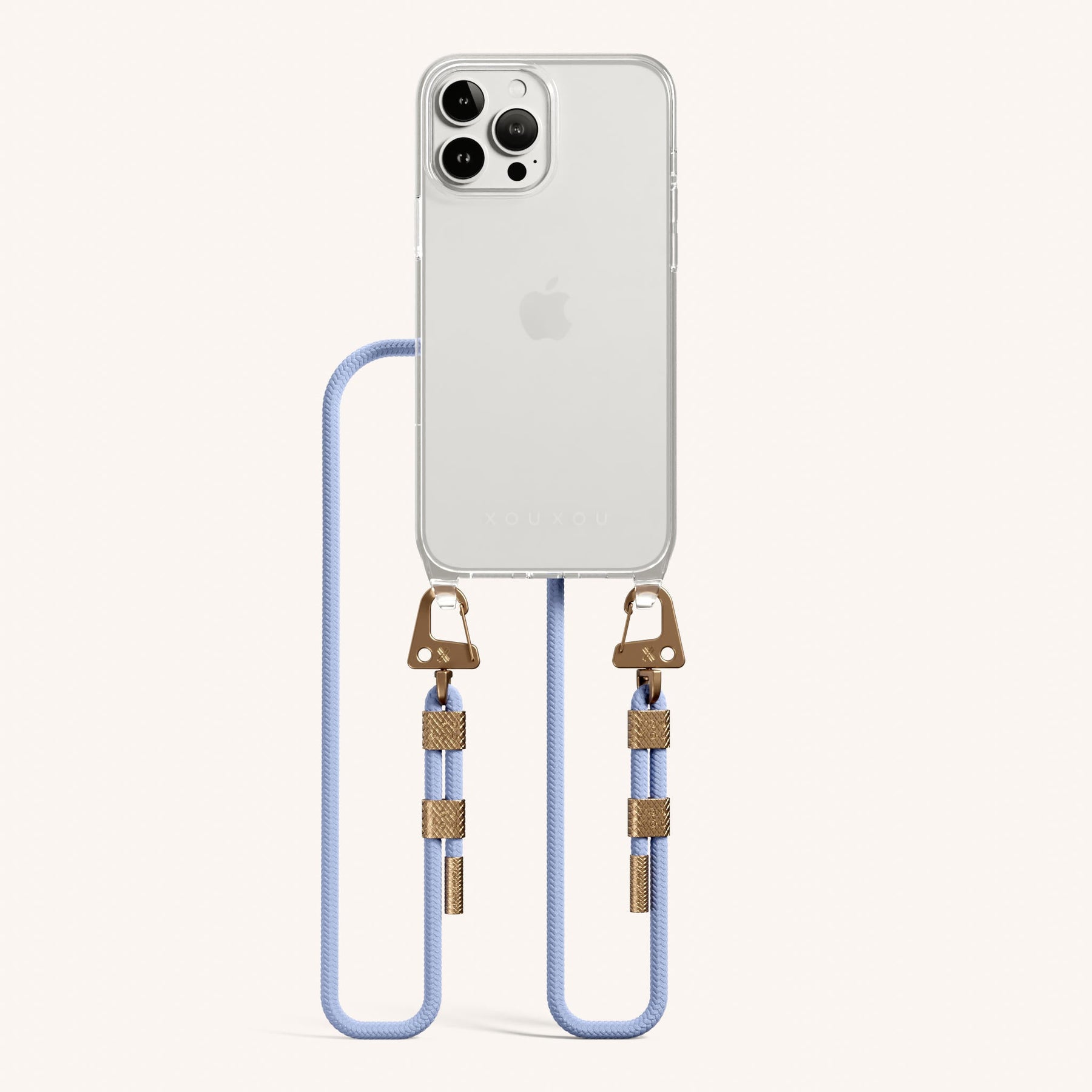 Handykette mit Karabinerband in Transparent + Baby Blau