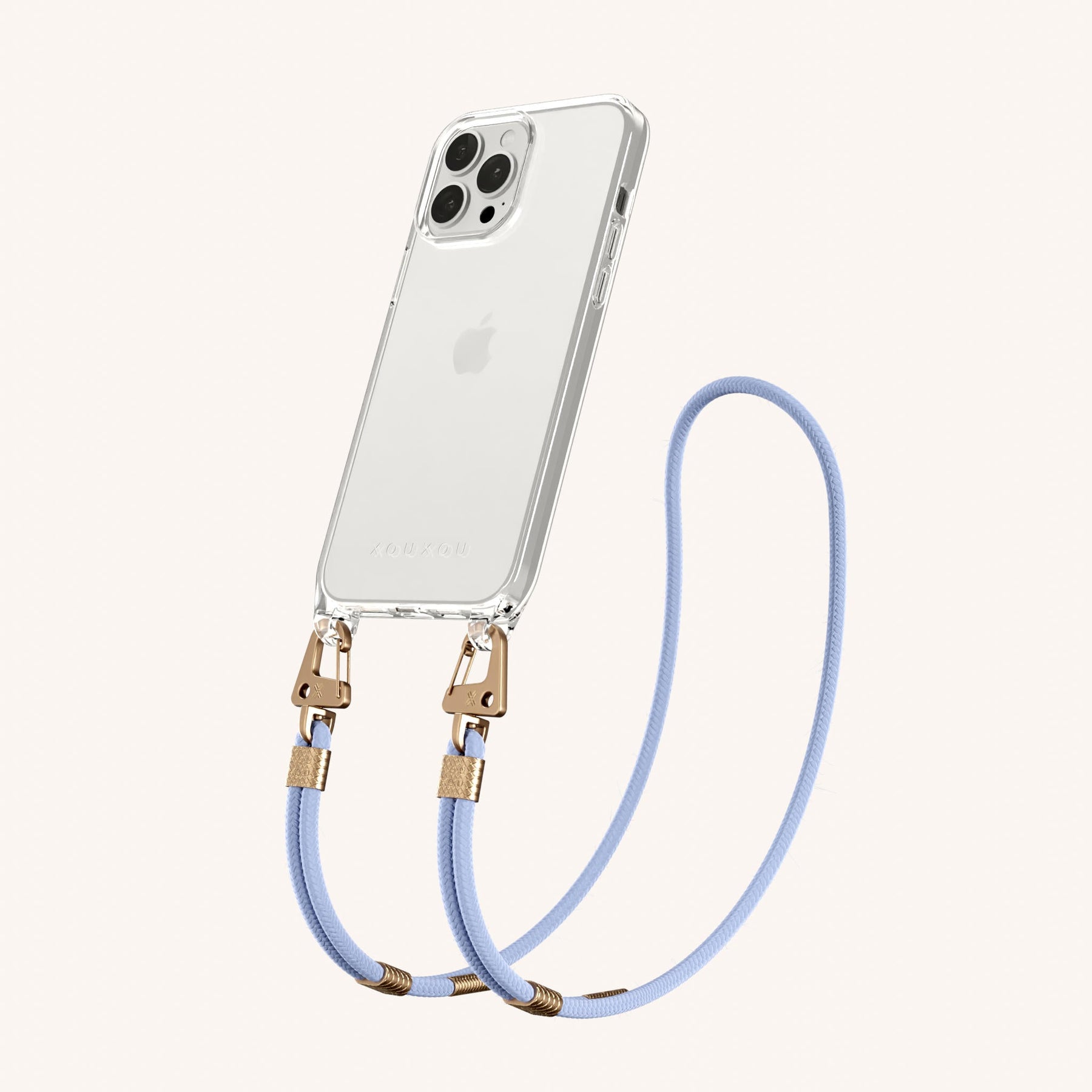 Handykette mit Karabinerband in Transparent + Baby Blau