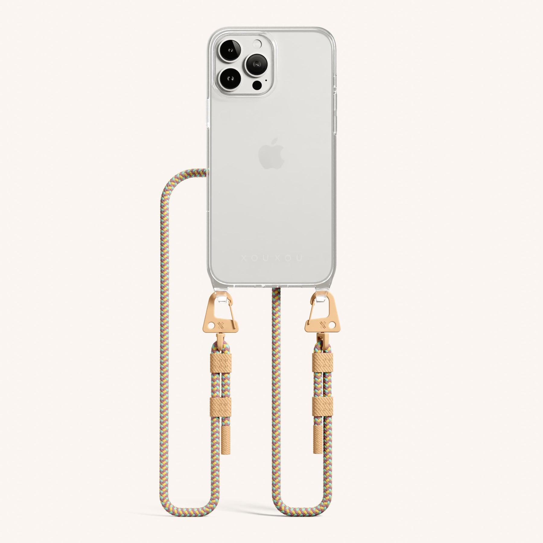 Handykette mit Karabinerband in Transparent + Palm Springs