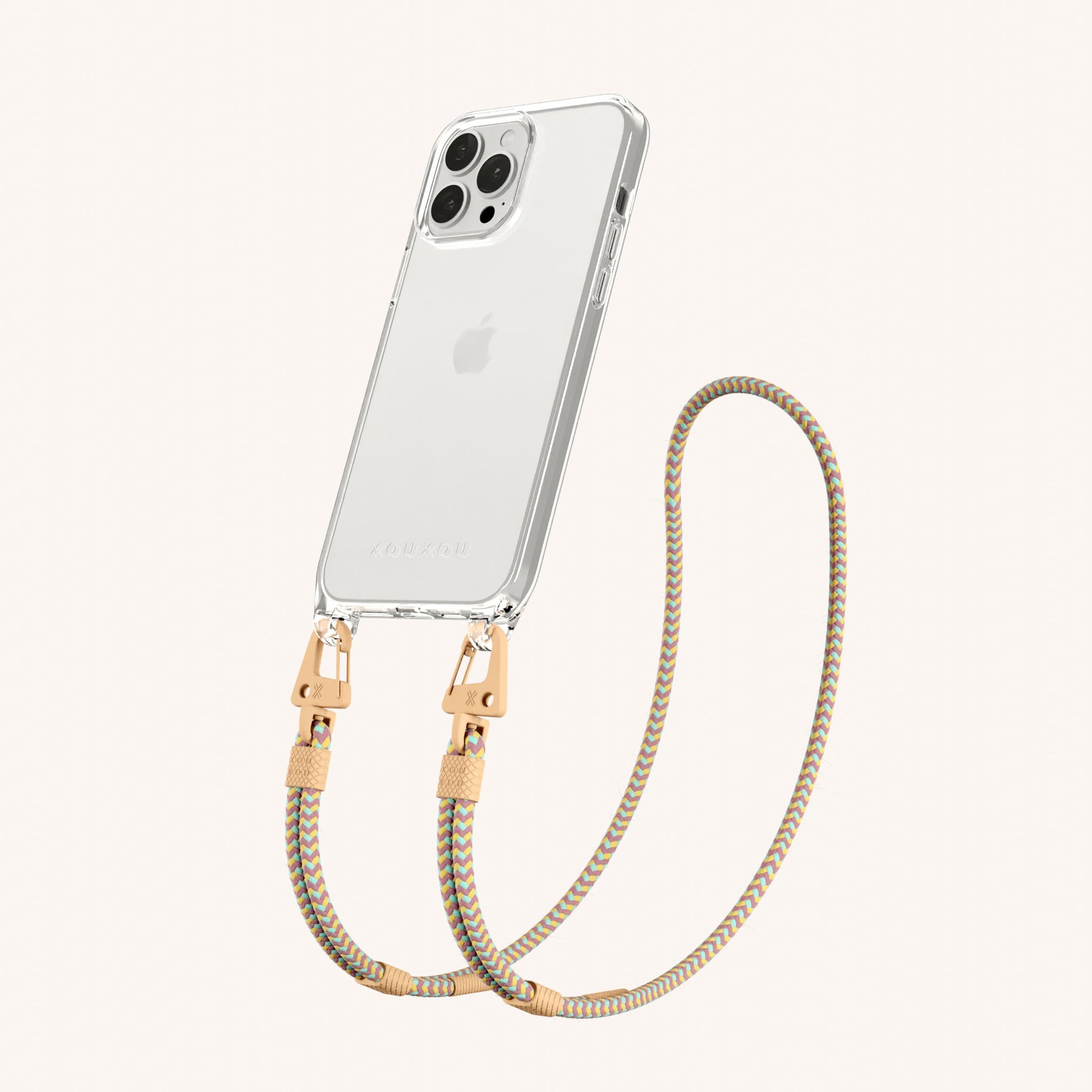 Handykette mit Karabinerband in Transparent + Palm Springs