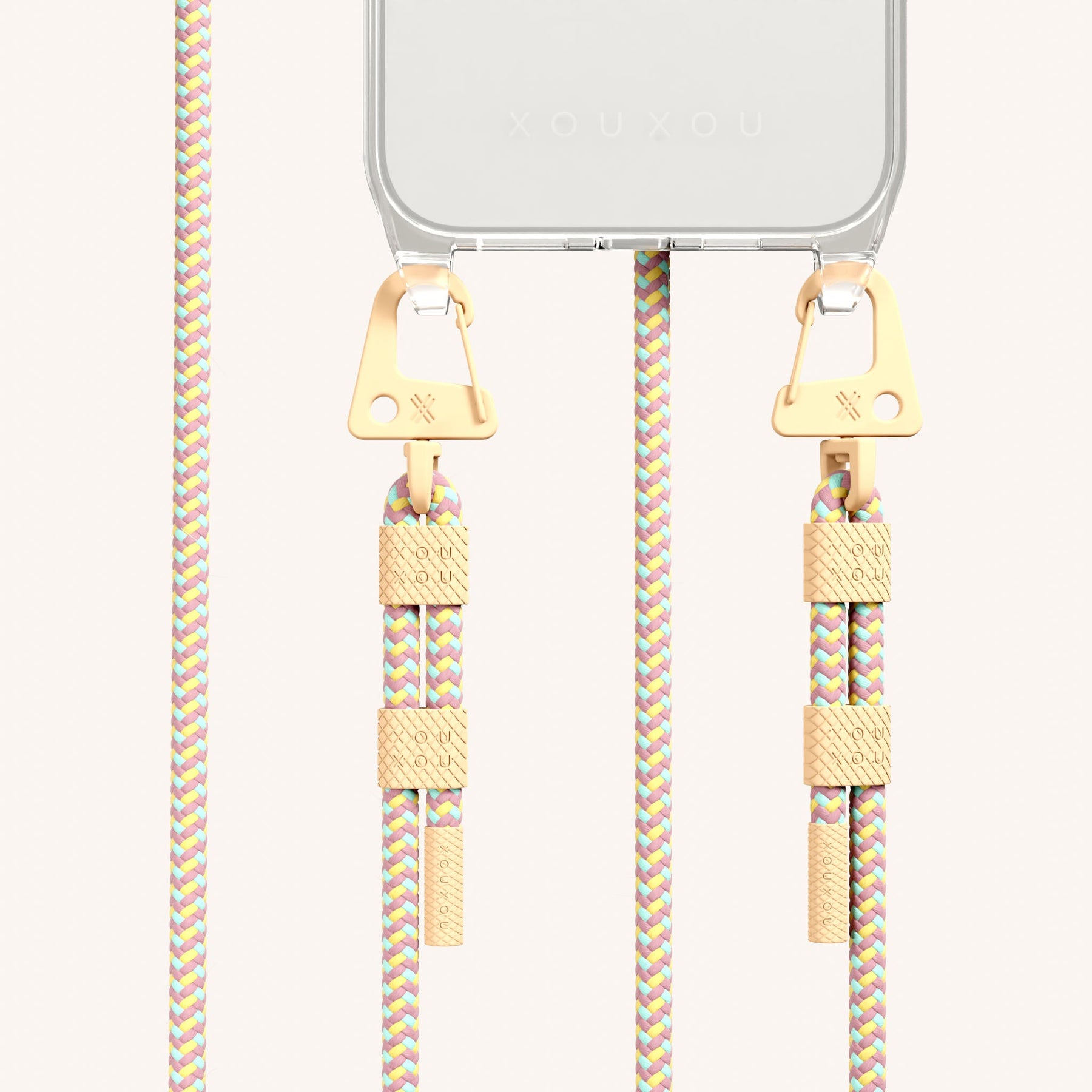 Handykette mit Karabinerband in Transparent + Palm Springs