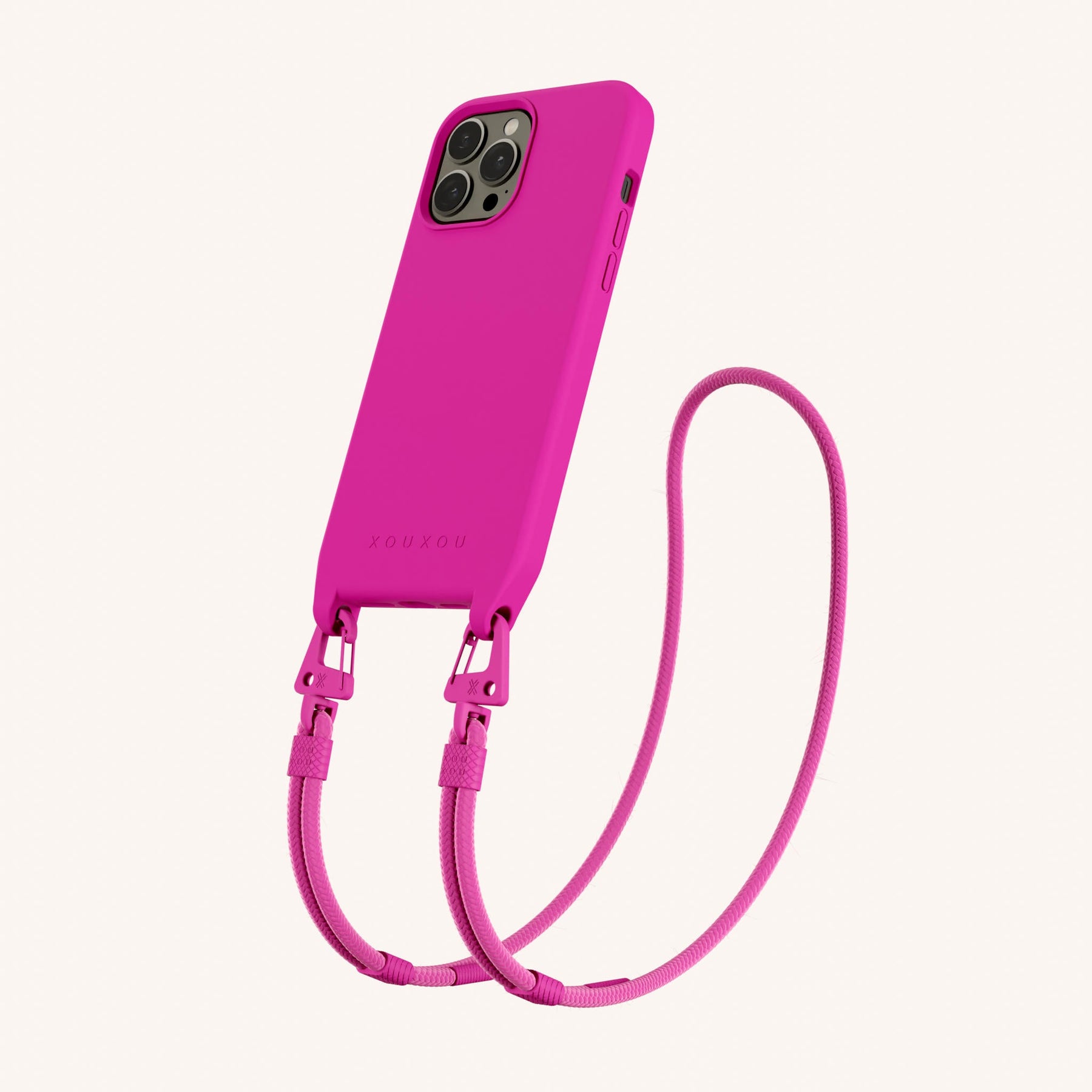 Handykette mit Karabinerband in Power Pink