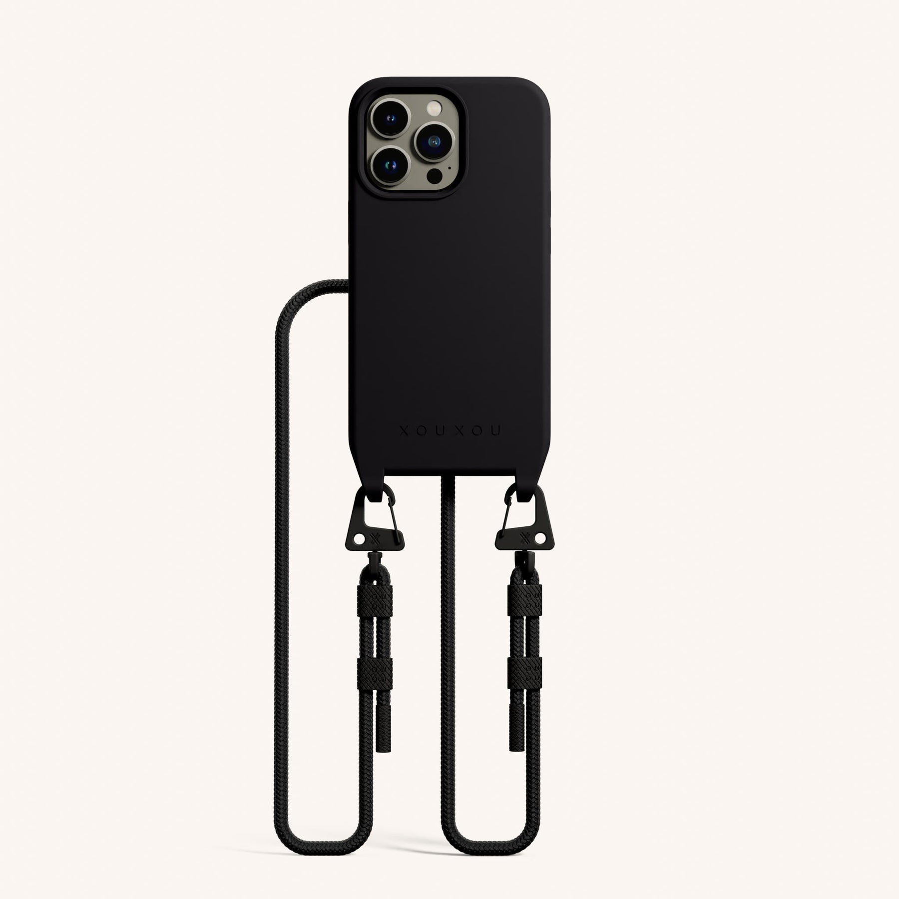 Handykette mit Karabinerband in Schwarz