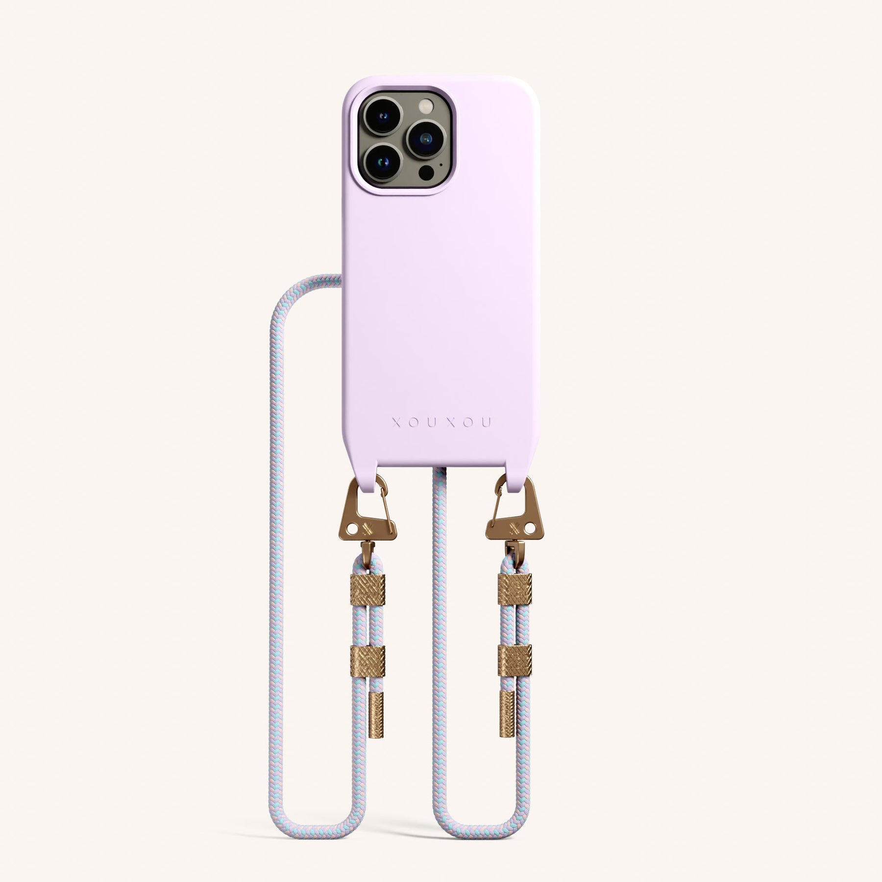 Phone Necklace with Carabiner Rope in Lilac + Vibrant Pastel