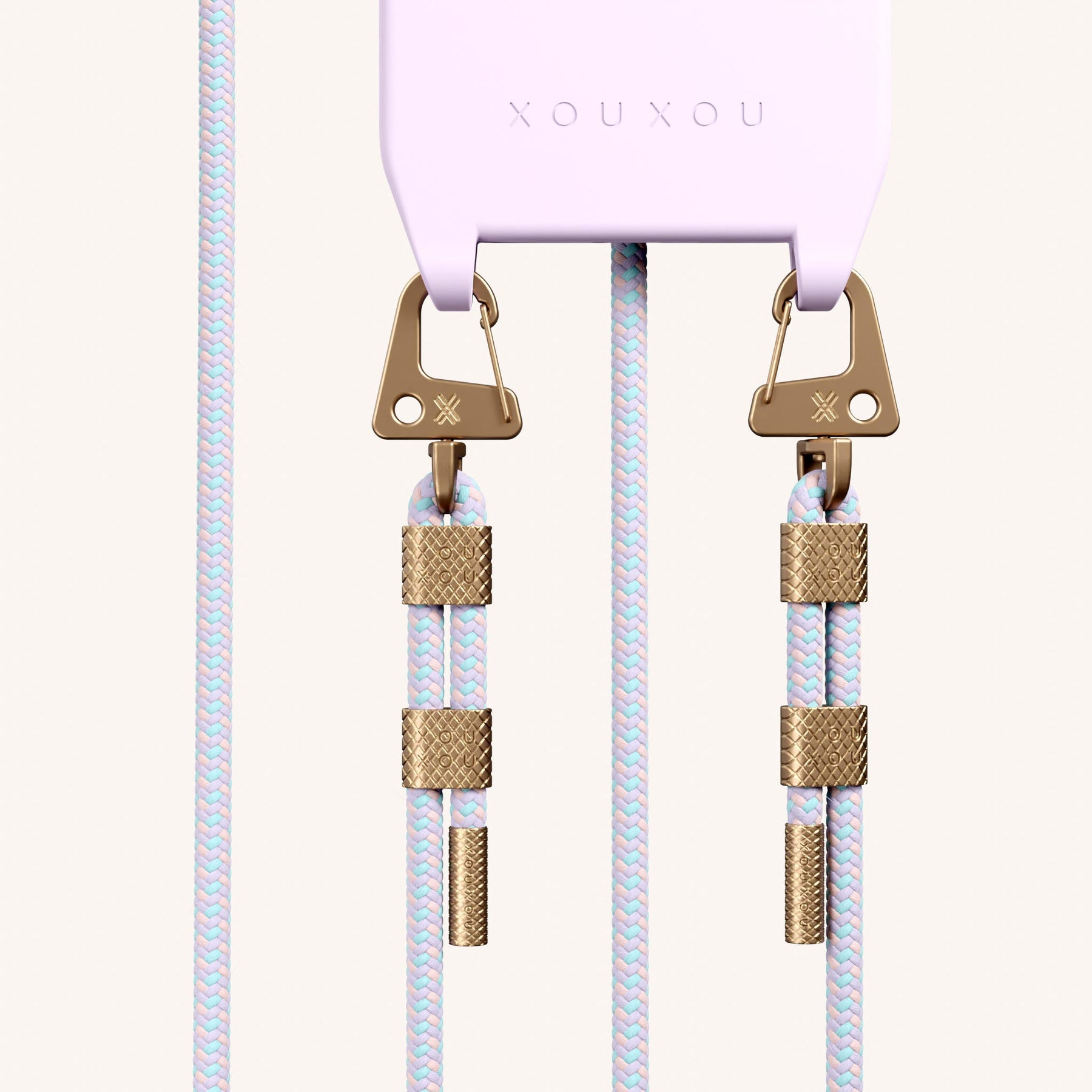 Phone Necklace with Carabiner Rope in Lilac + Vibrant Pastel