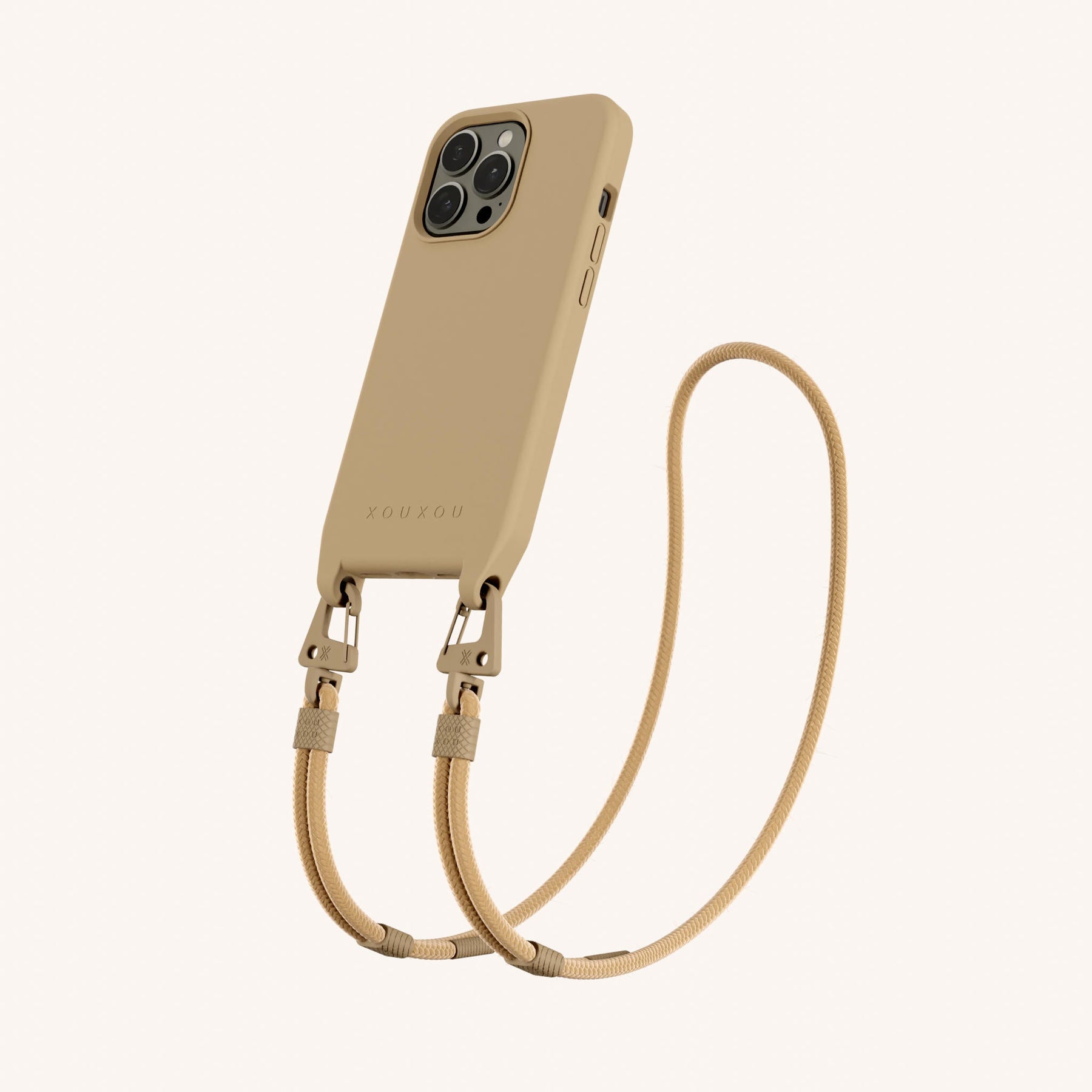 Handykette mit Karabinerband in Beige