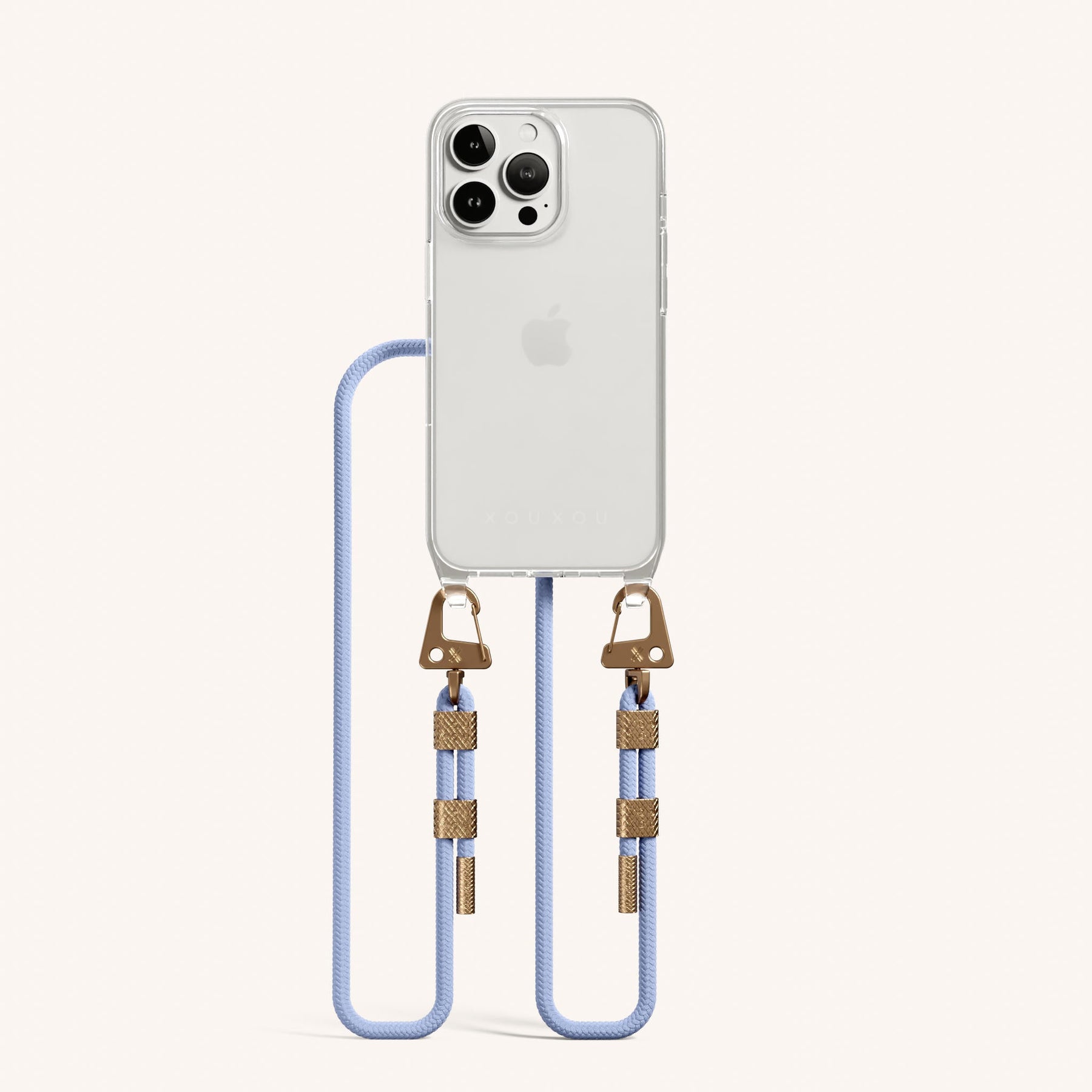 Handykette mit Karabinerband in Transparent + Baby Blau