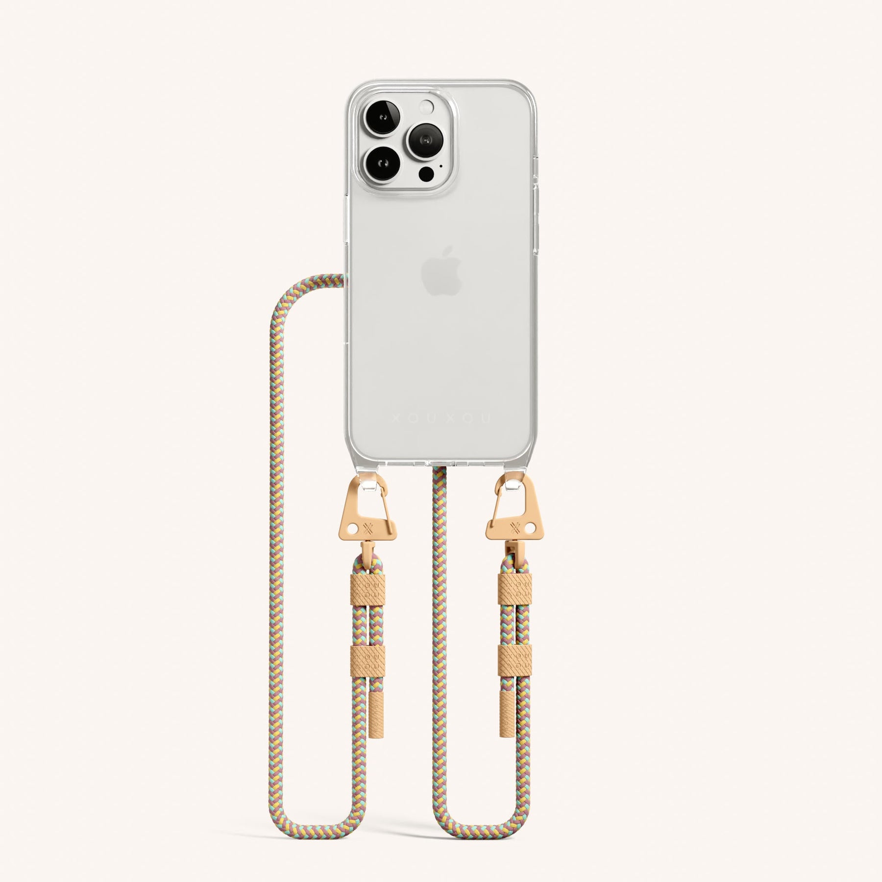Handykette mit Karabinerband in Transparent + Palm Springs
