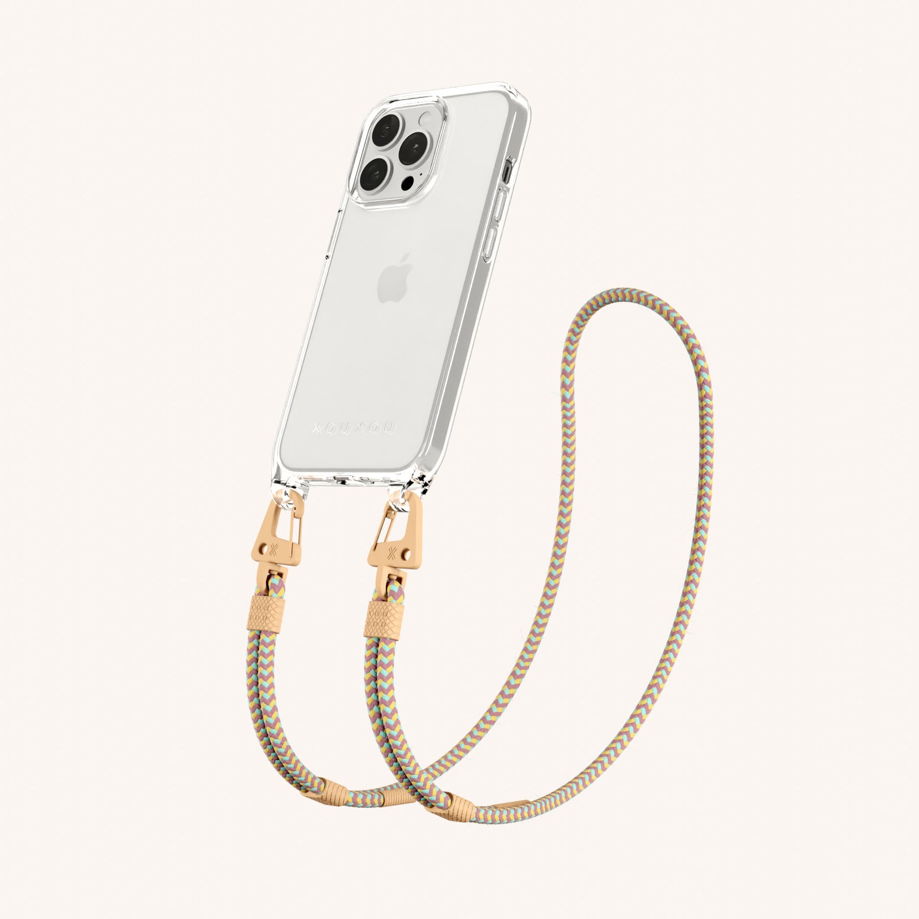 Handykette mit Karabinerband in Transparent + Palm Springs