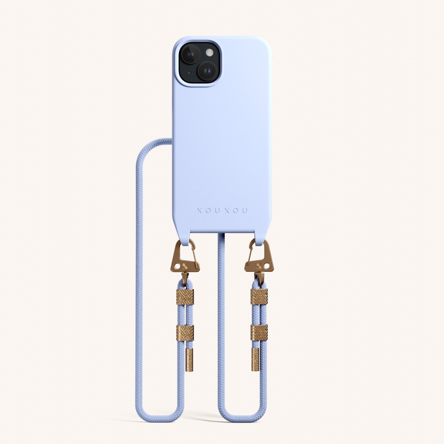 Phone Necklace with Carabiner Rope in Baby Blue