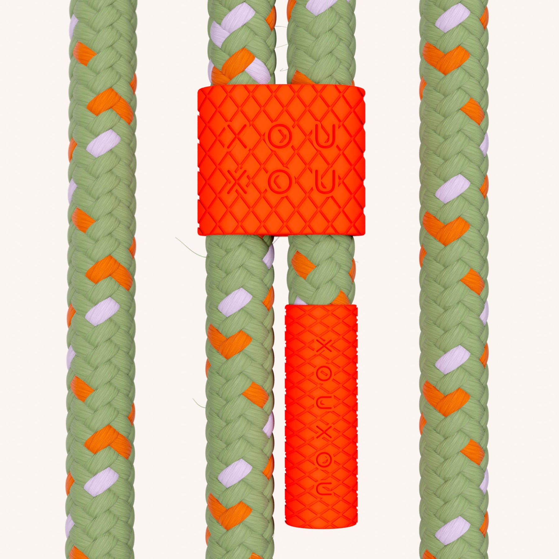 Phone Necklace with Carabiner Rope in Lilac + Orange Camouflage