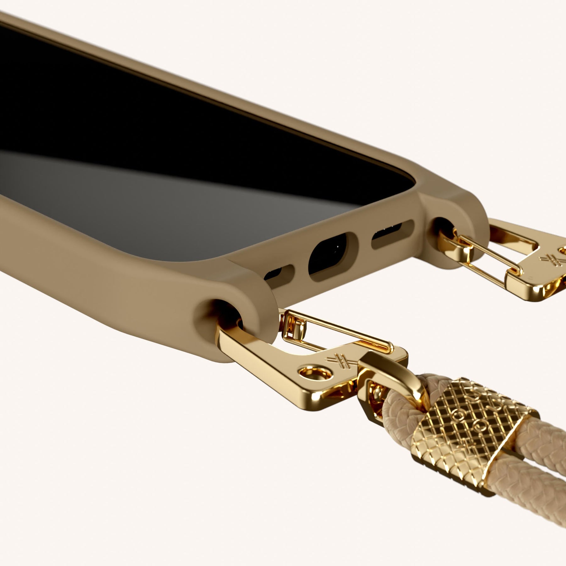 Handykette mit Karabinerband in Taupe