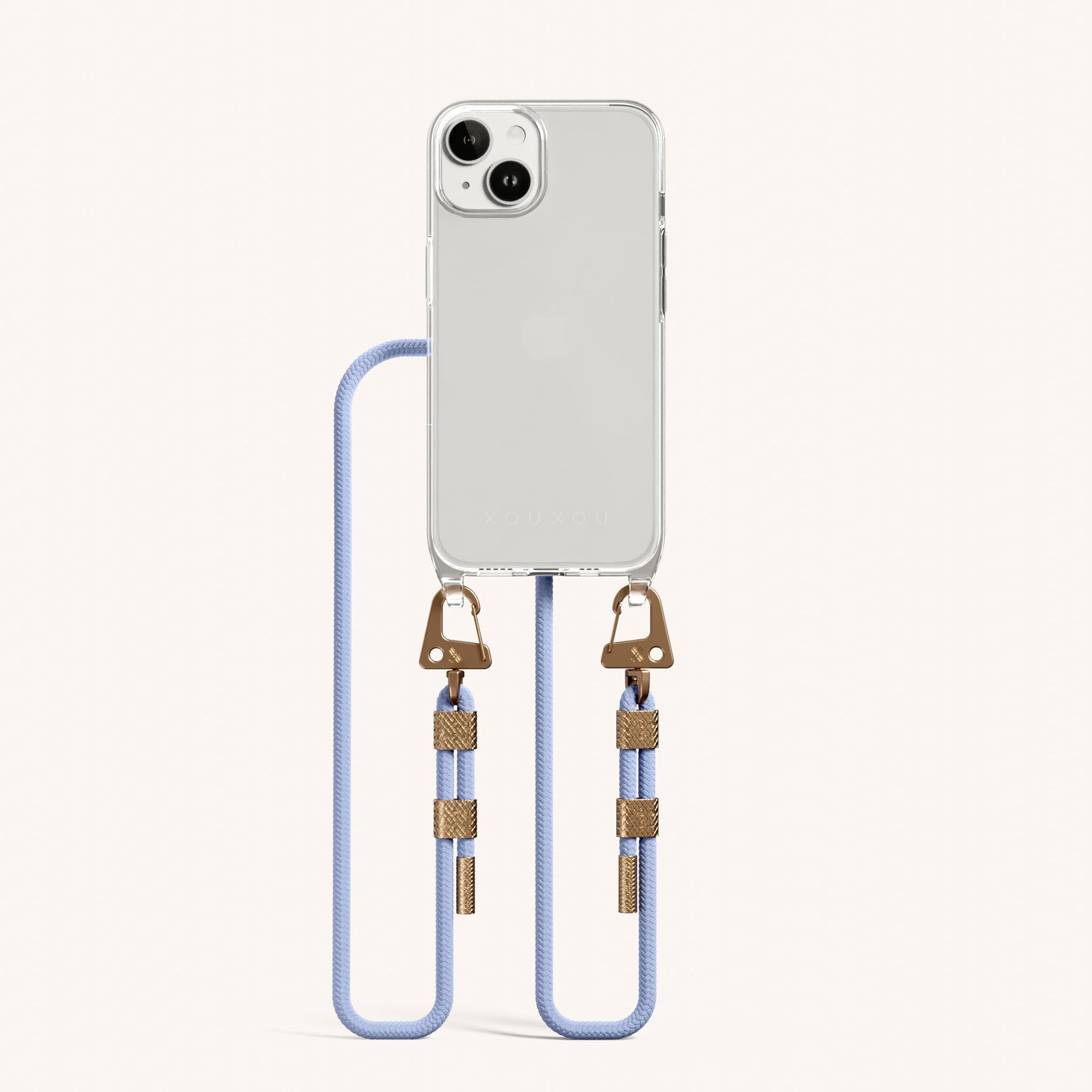 Handykette mit Karabinerband in Transparent + Baby Blau