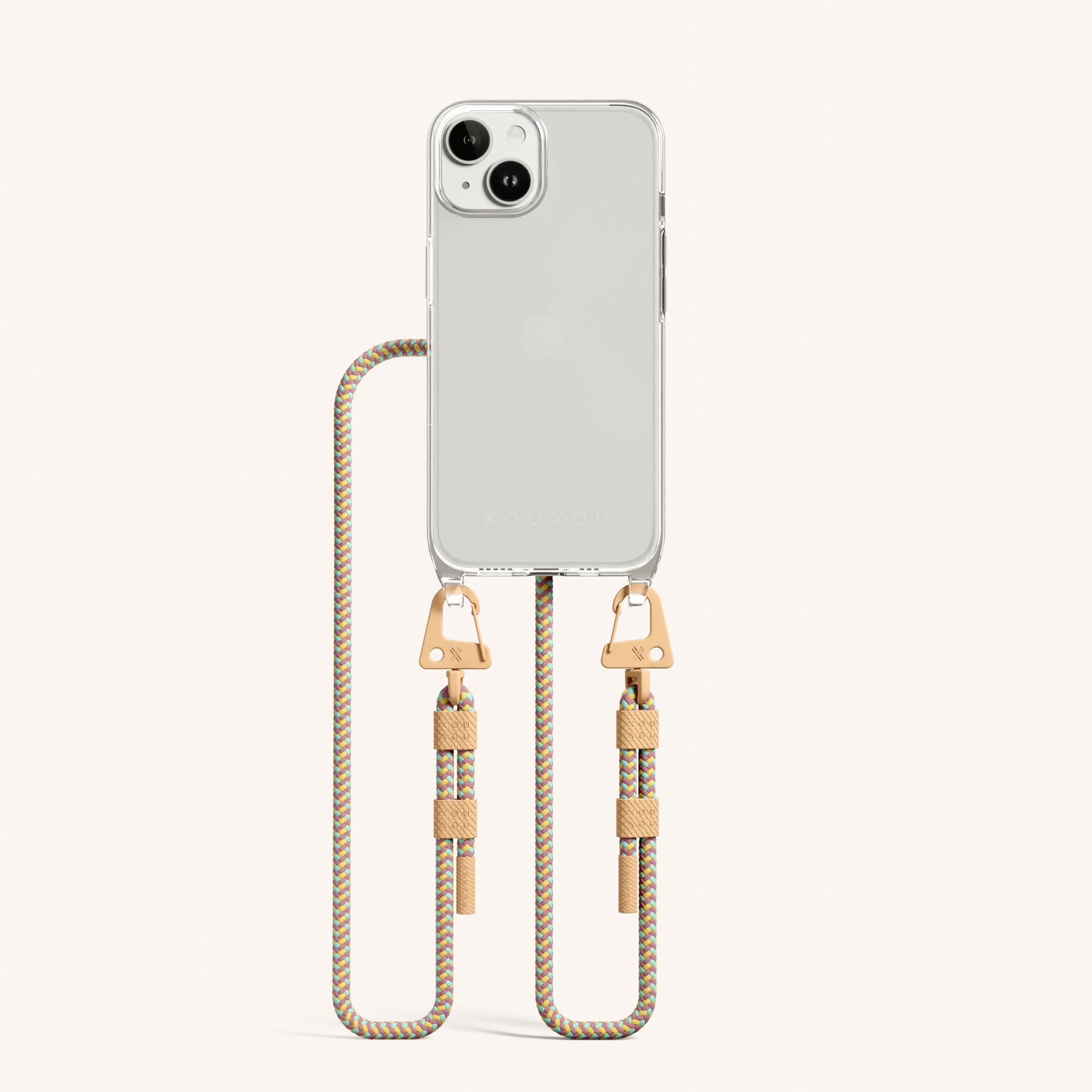 Handykette mit Karabinerband in Transparent + Palm Springs