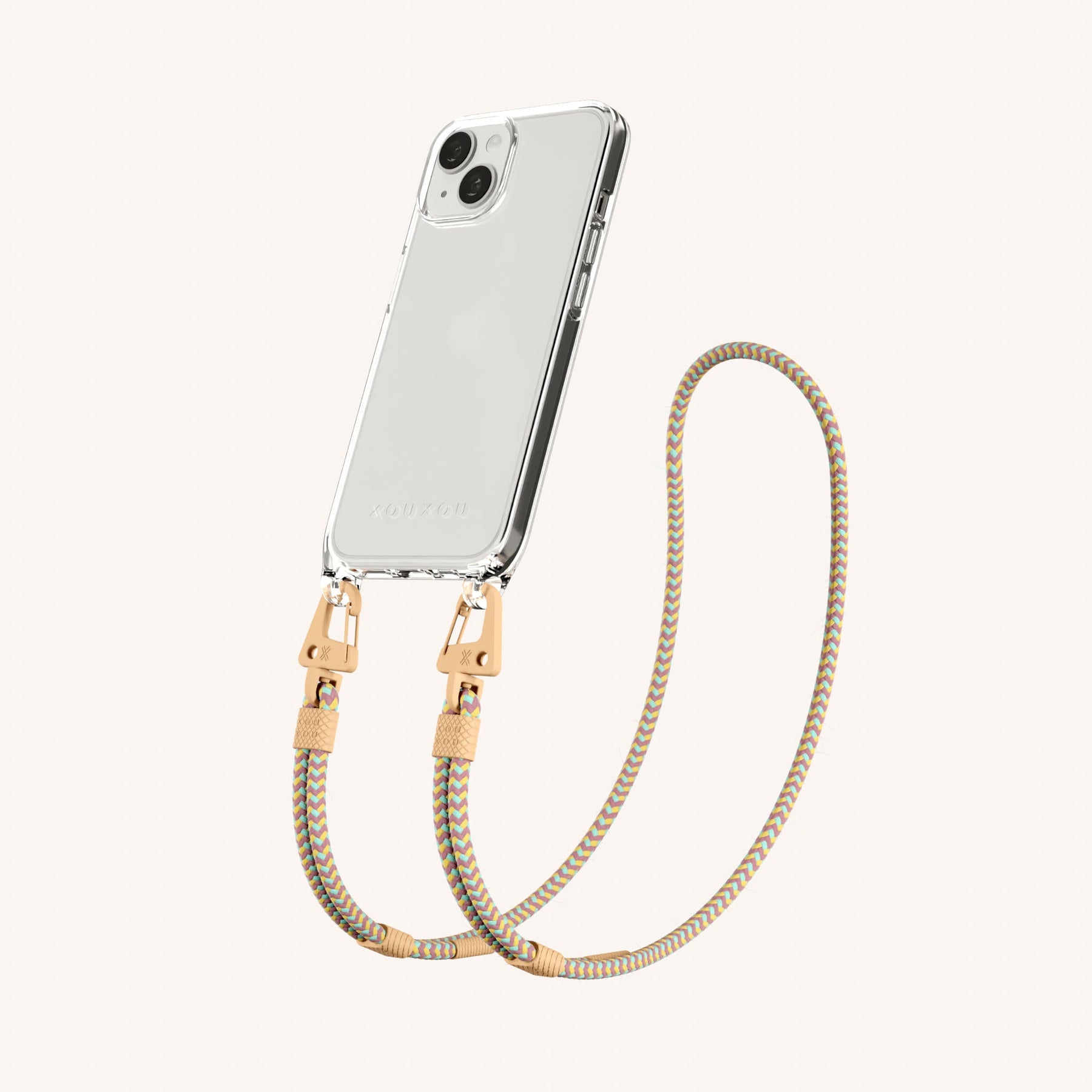Handykette mit Karabinerband in Transparent + Palm Springs