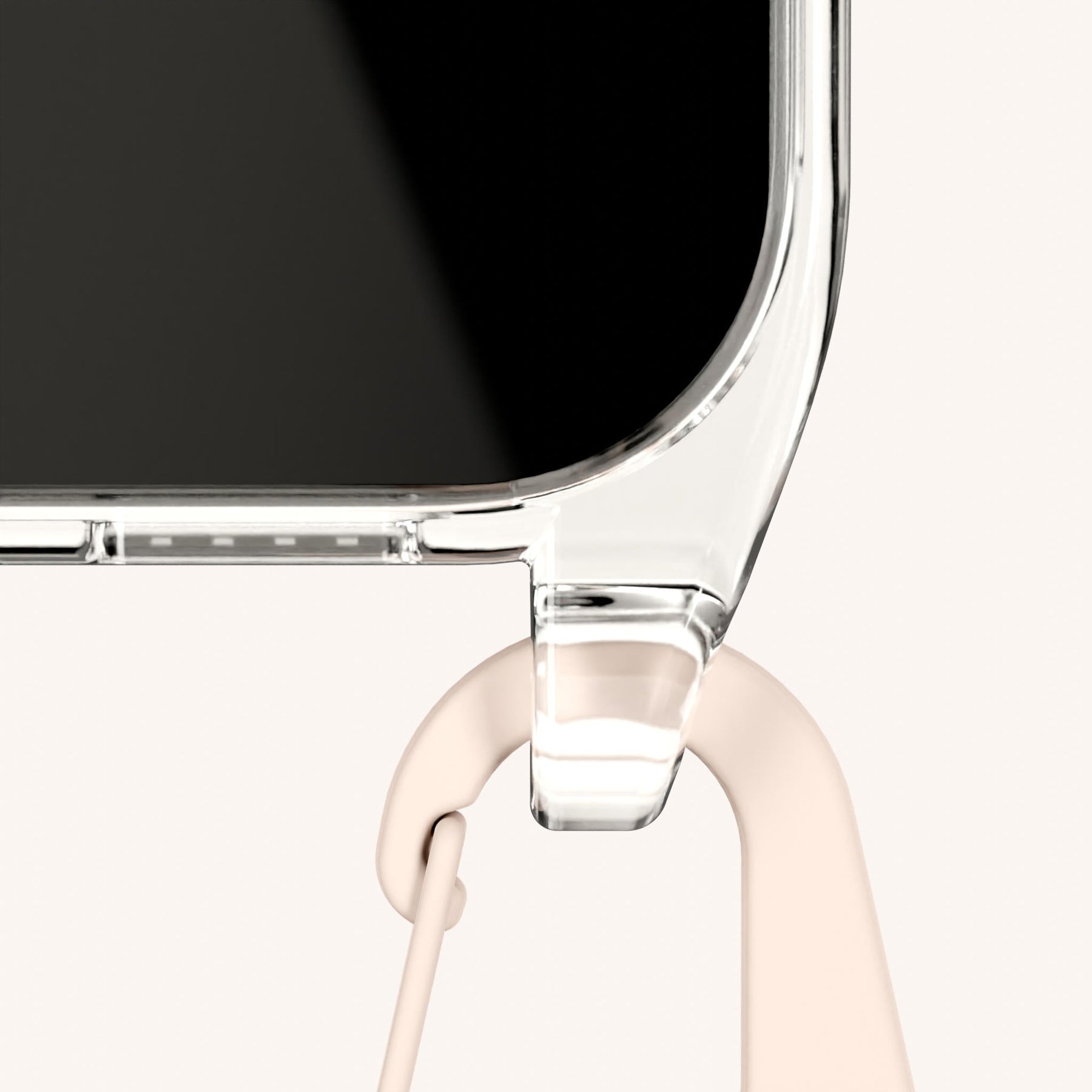 Phone Necklace with Carabiner Rope in Clear + Powder Pink