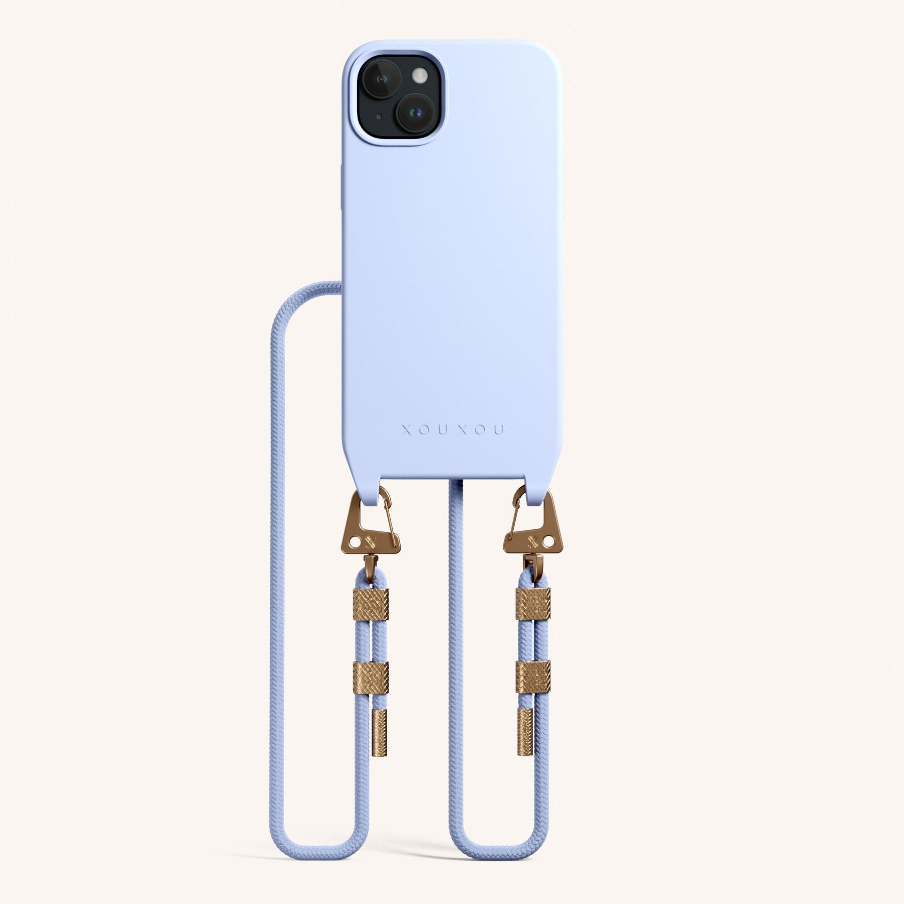 Phone Necklace with Carabiner Rope in Baby Blue