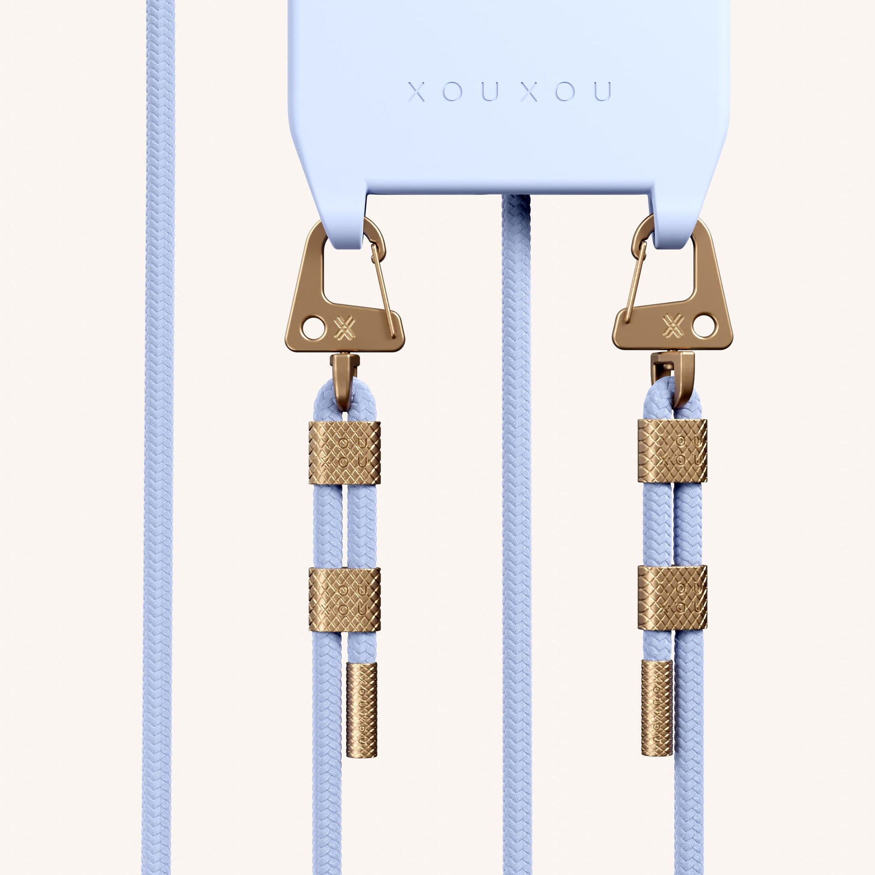 Phone Necklace with Carabiner Rope in Baby Blue