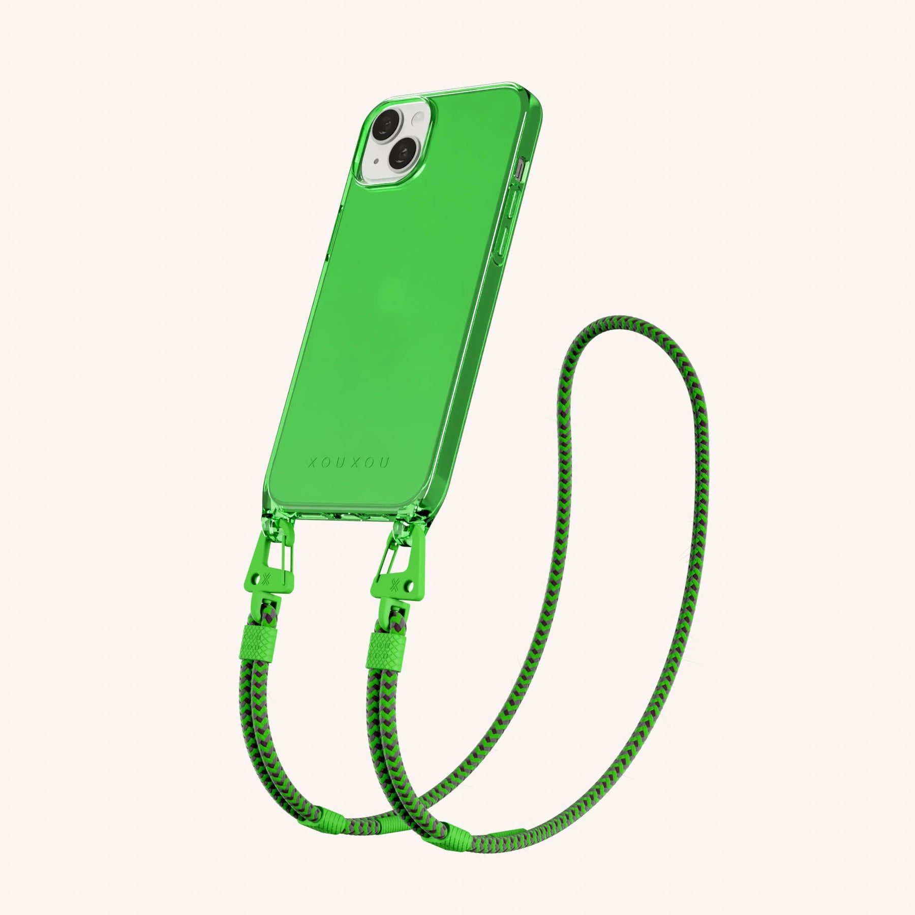 Handykette mit Karabinerband in Neon Grün